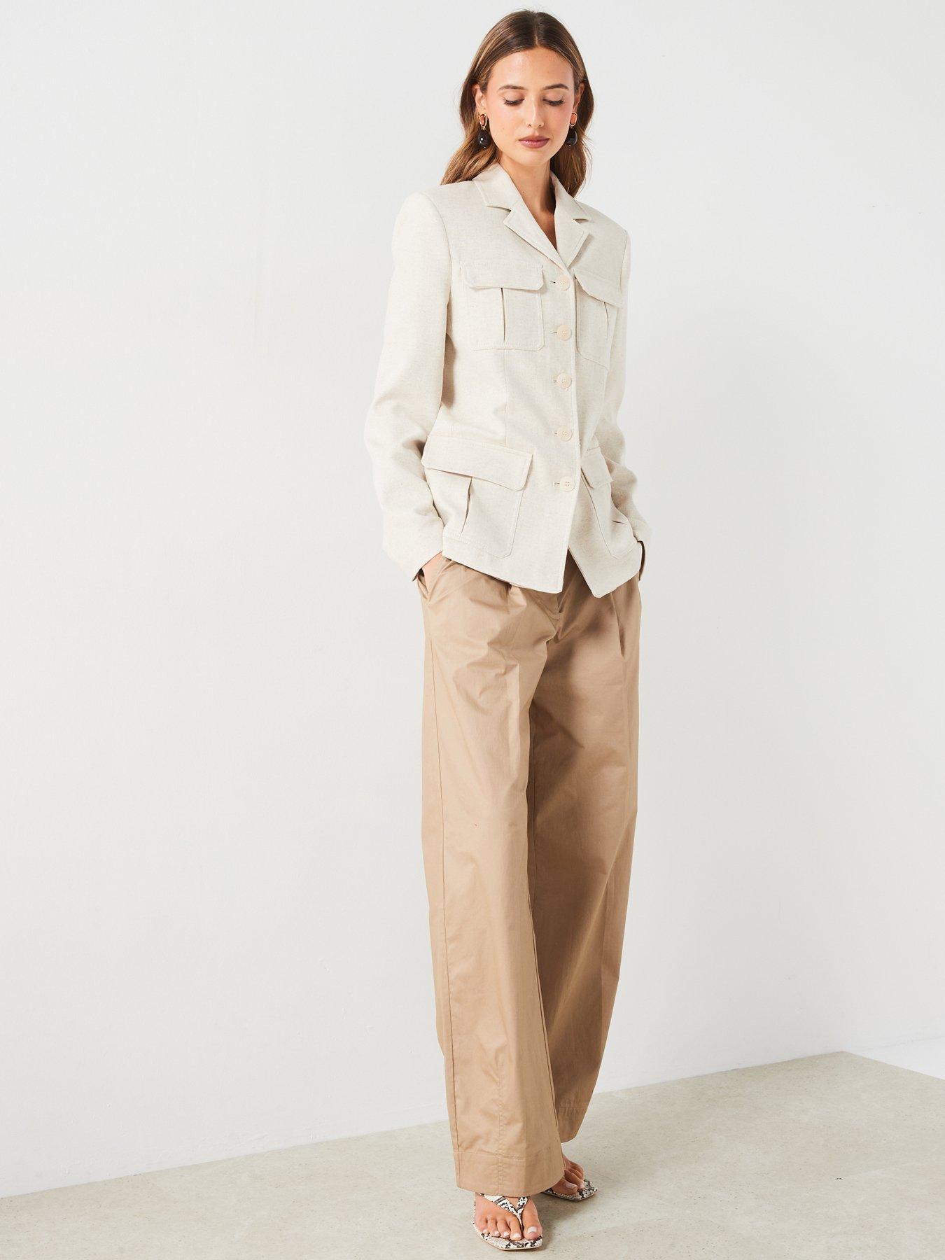 Image 3 of 6 of Mango Pocket Blazer Jacket - Beige