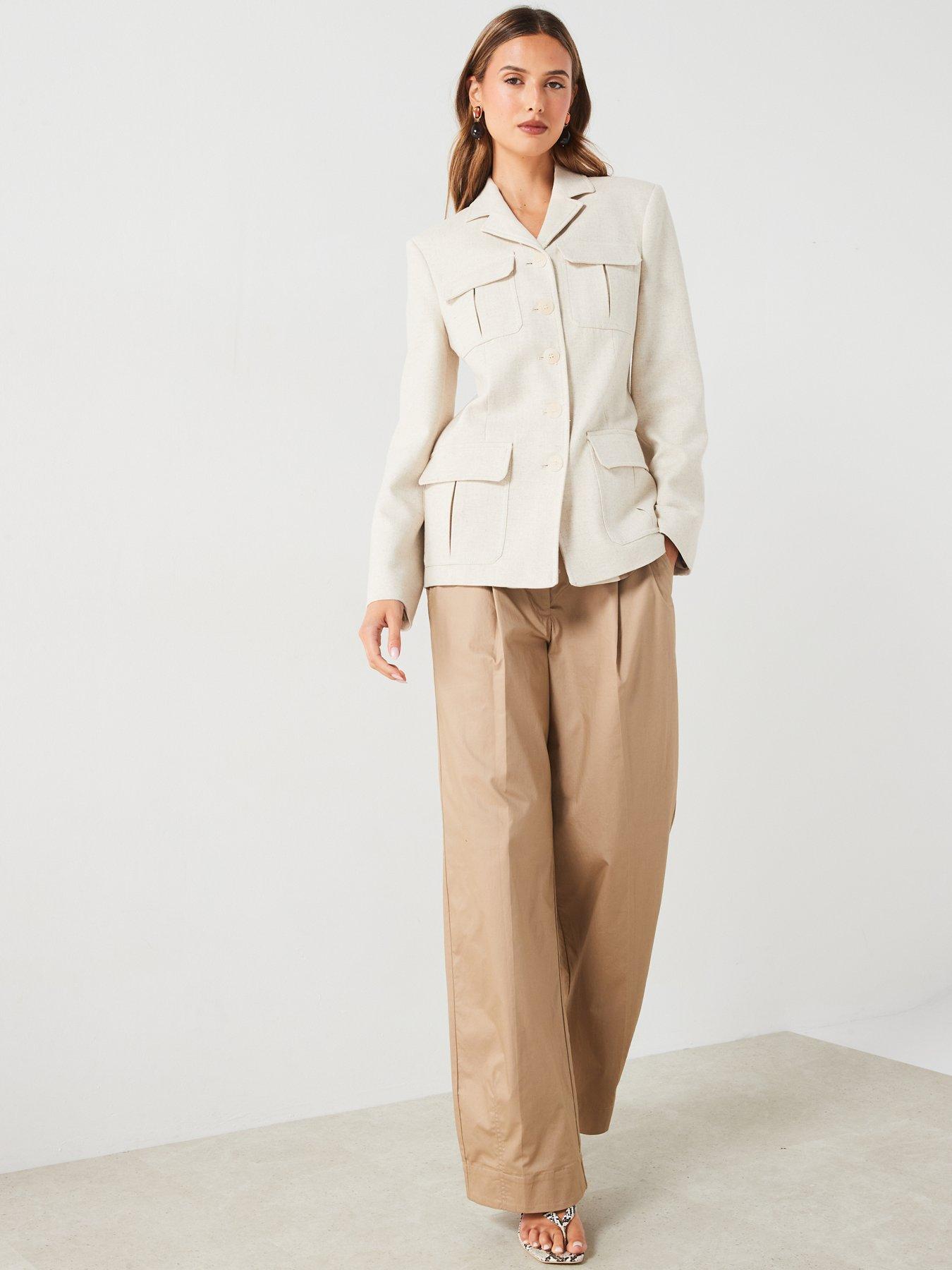 Image 5 of 6 of Mango Pocket Blazer Jacket - Beige