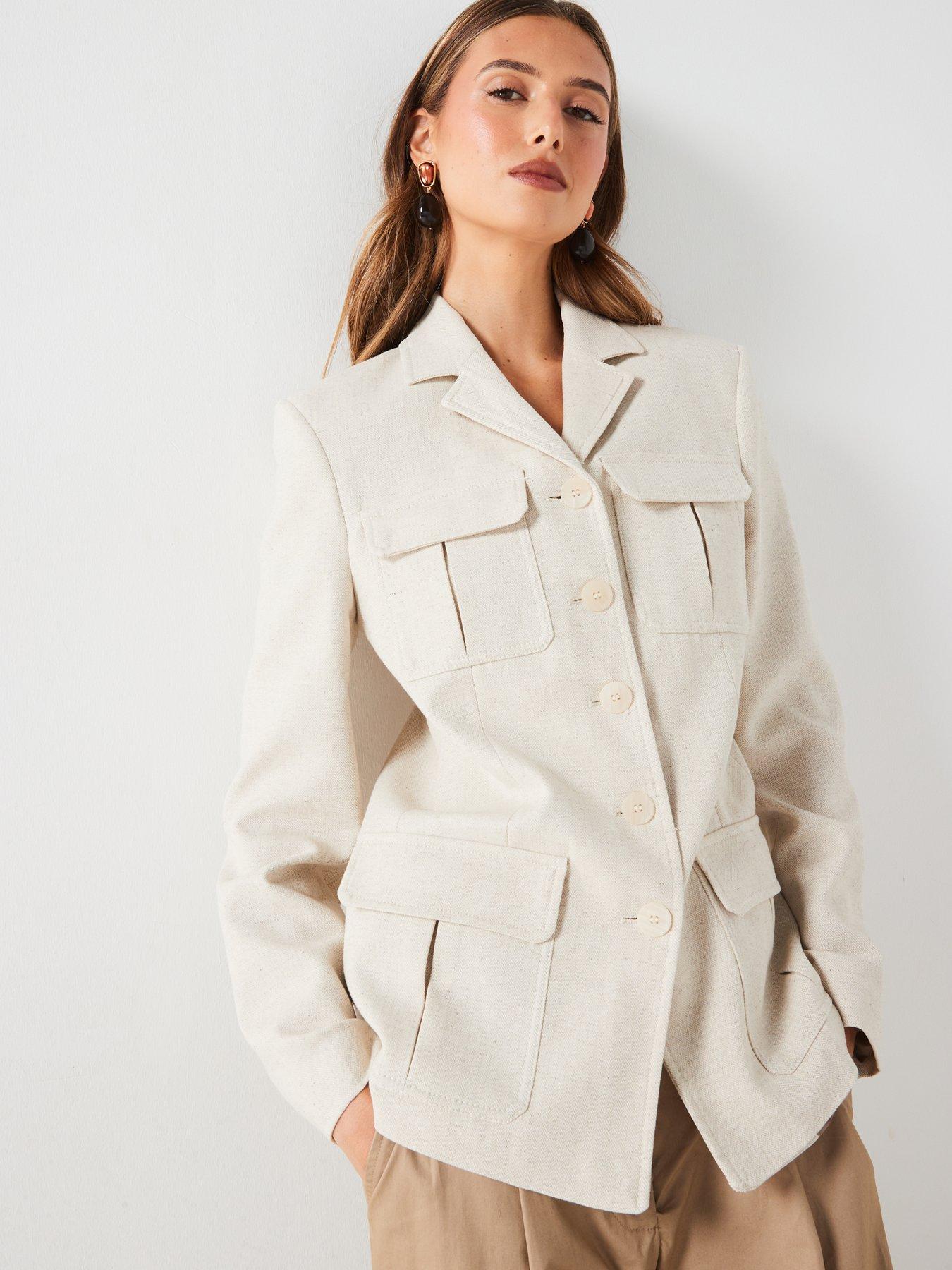 Image 6 of 6 of Mango Pocket Blazer Jacket - Beige
