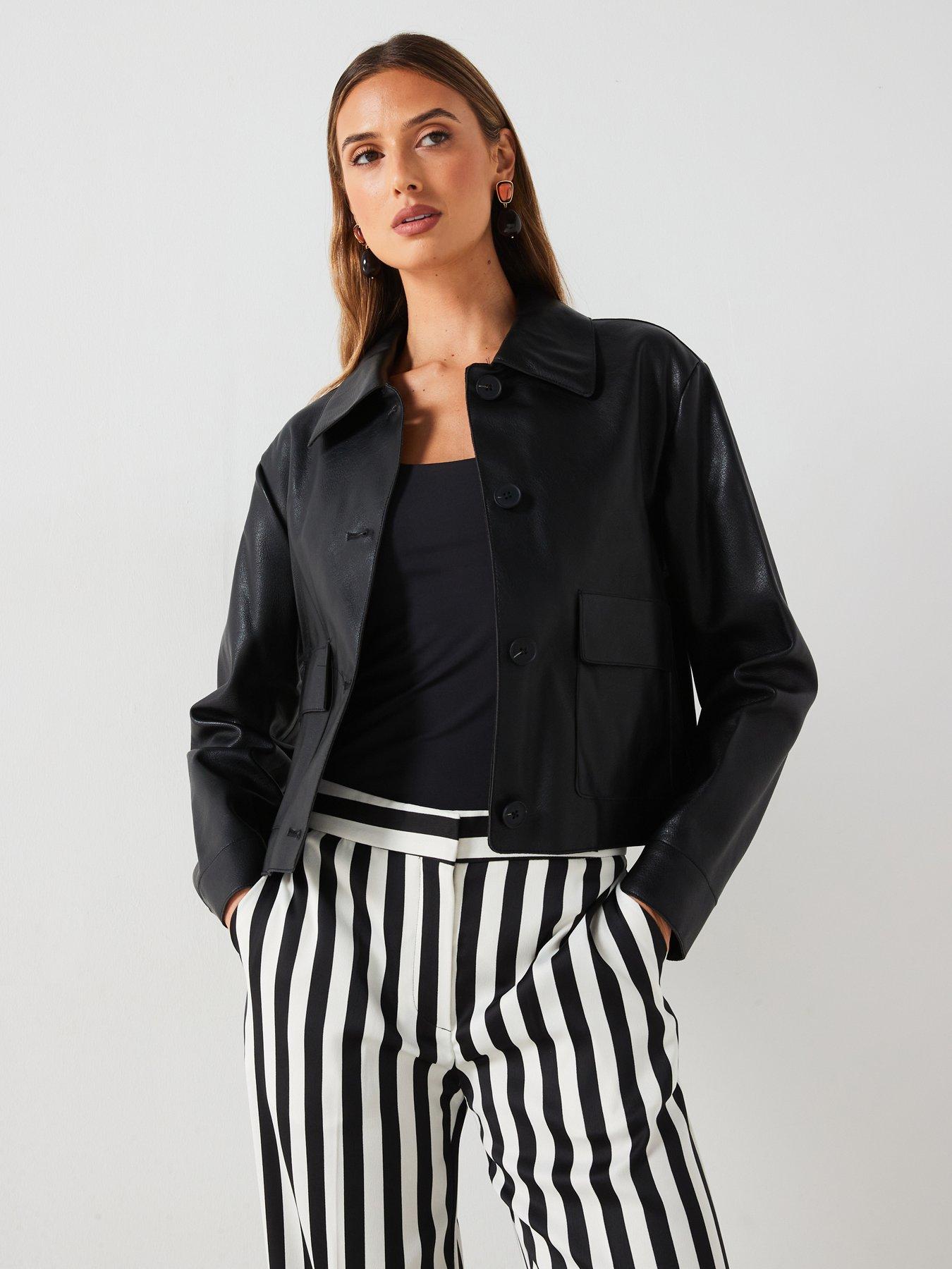 Faux Leather Jacket With Pockets
