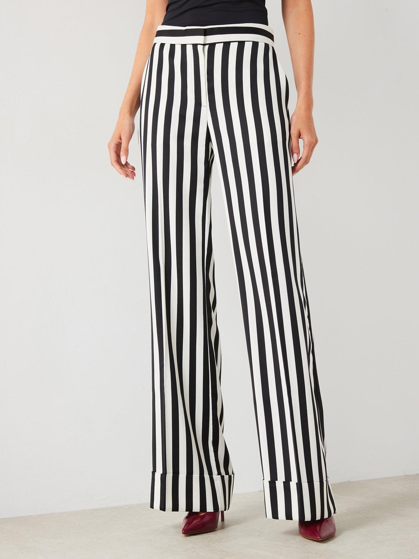 undefined Mono Stripe Trousers - White/Black