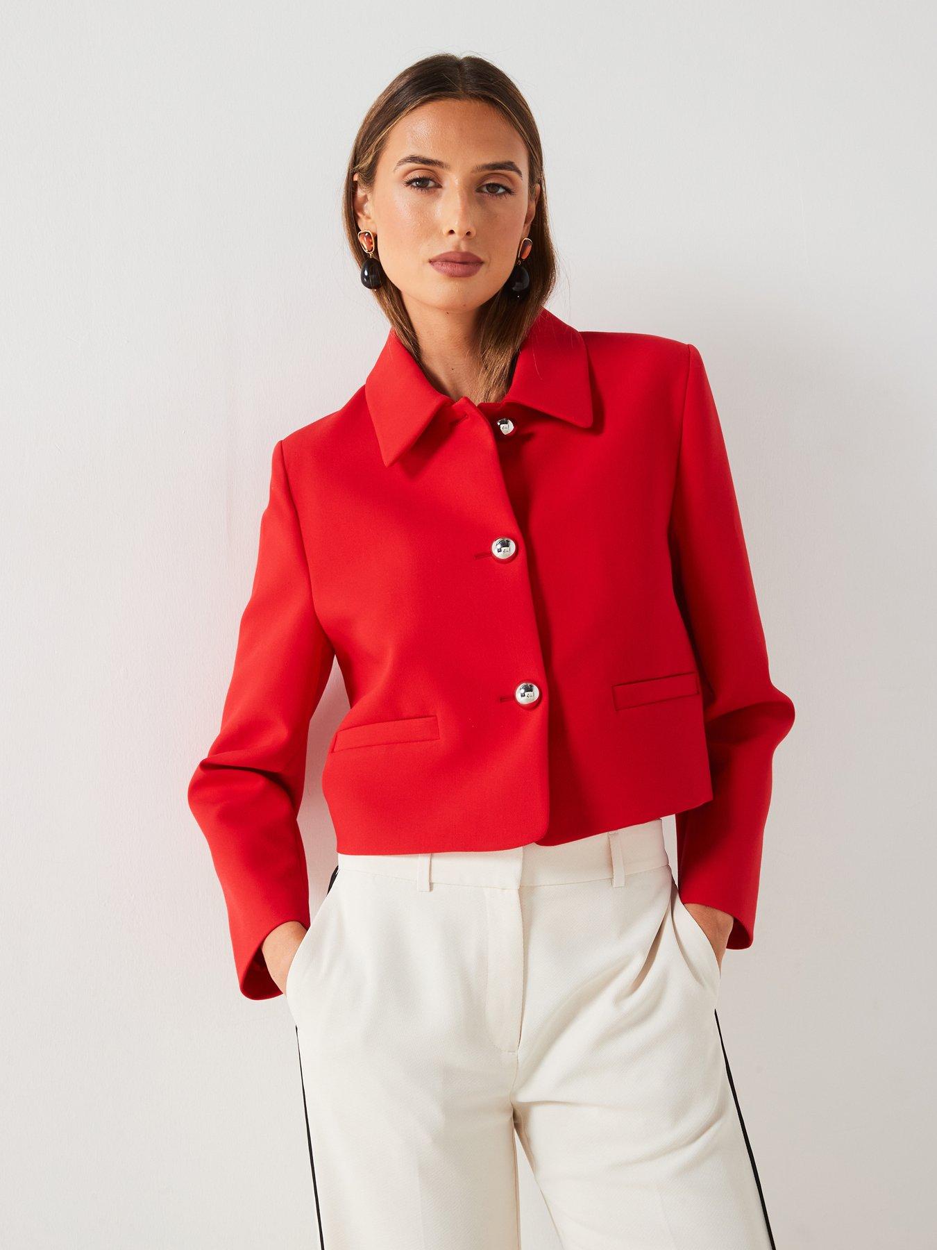 Mango Tailored Collar Jacket Red