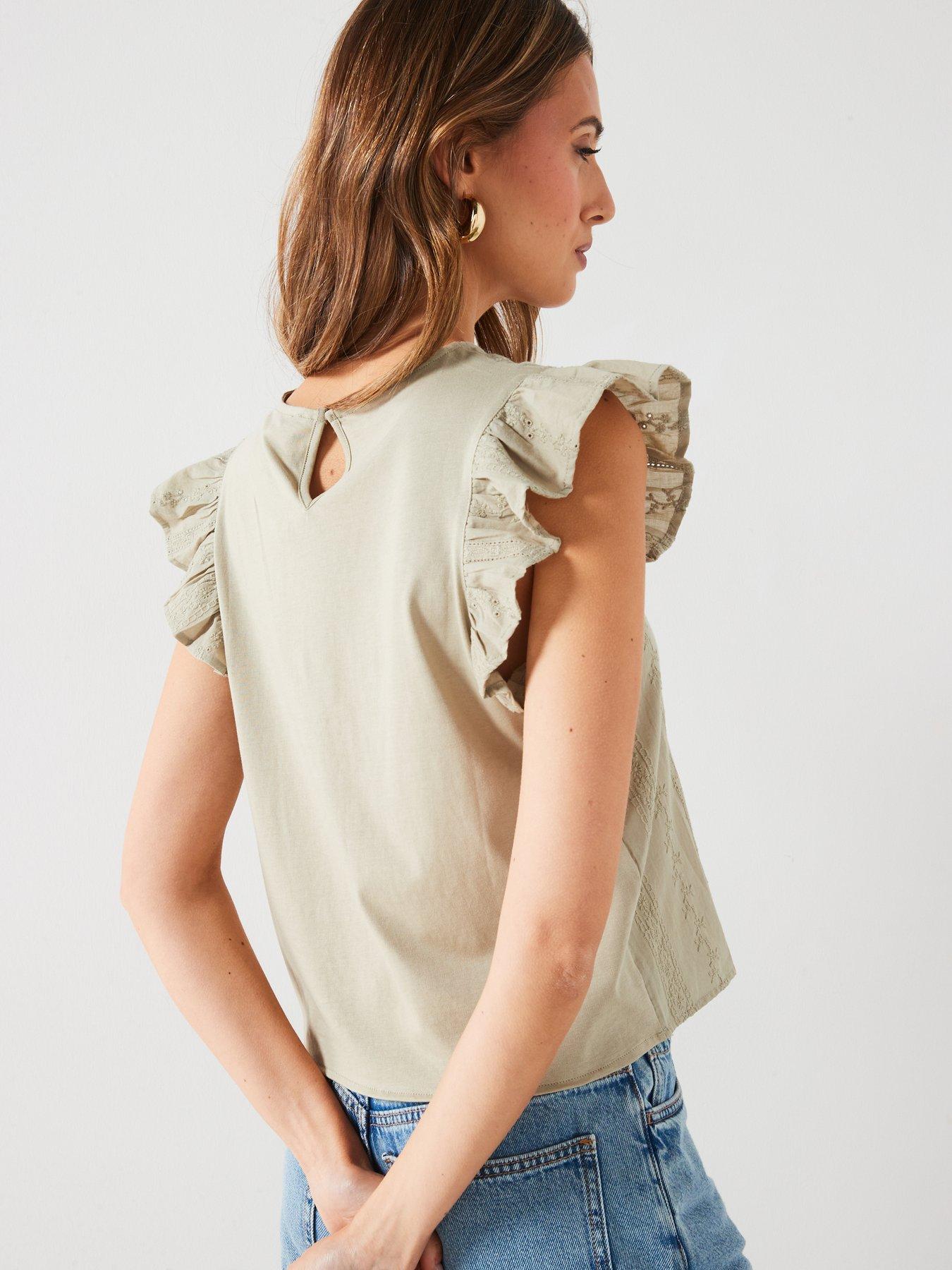 Image 2 of 6 of Mango Shoulder Frill Top - Green