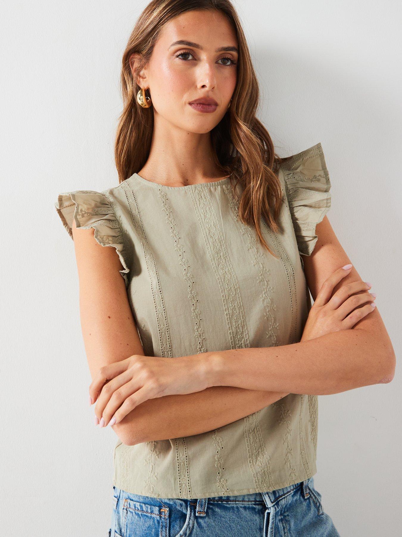 Image 6 of 6 of Mango Shoulder Frill Top - Green