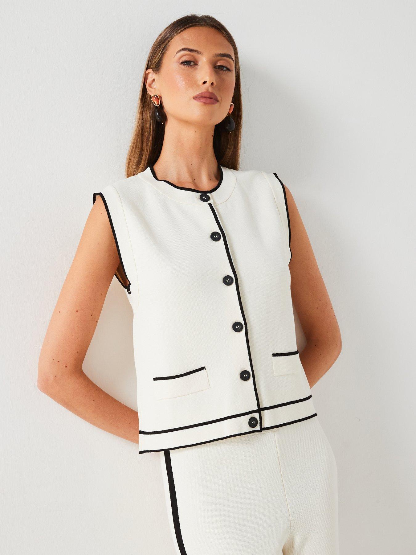 Mango Knitted Sleeveless Waistcoat Co Ord Cream Very