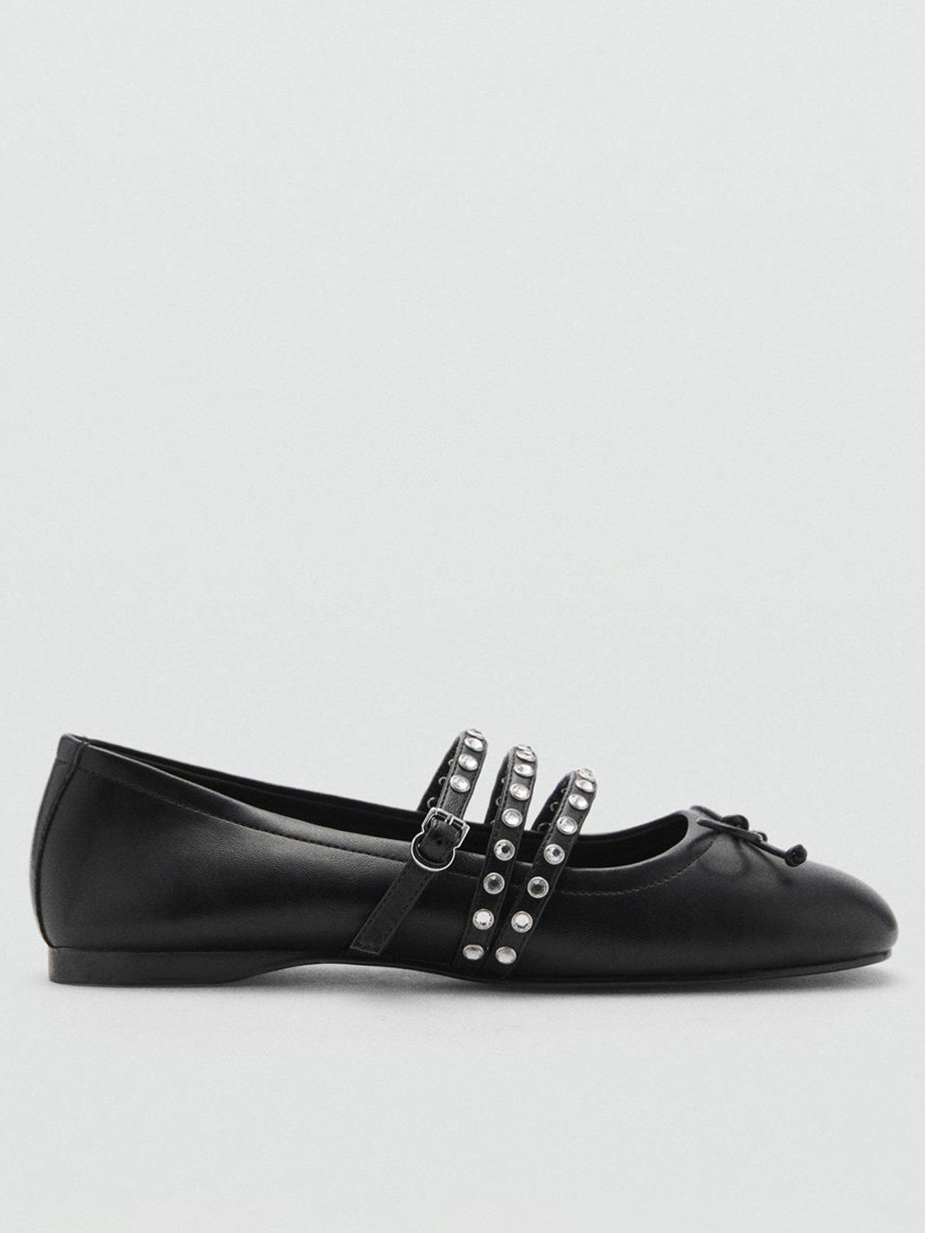 Mango Studded Ballerina, Black, Size 39, Women