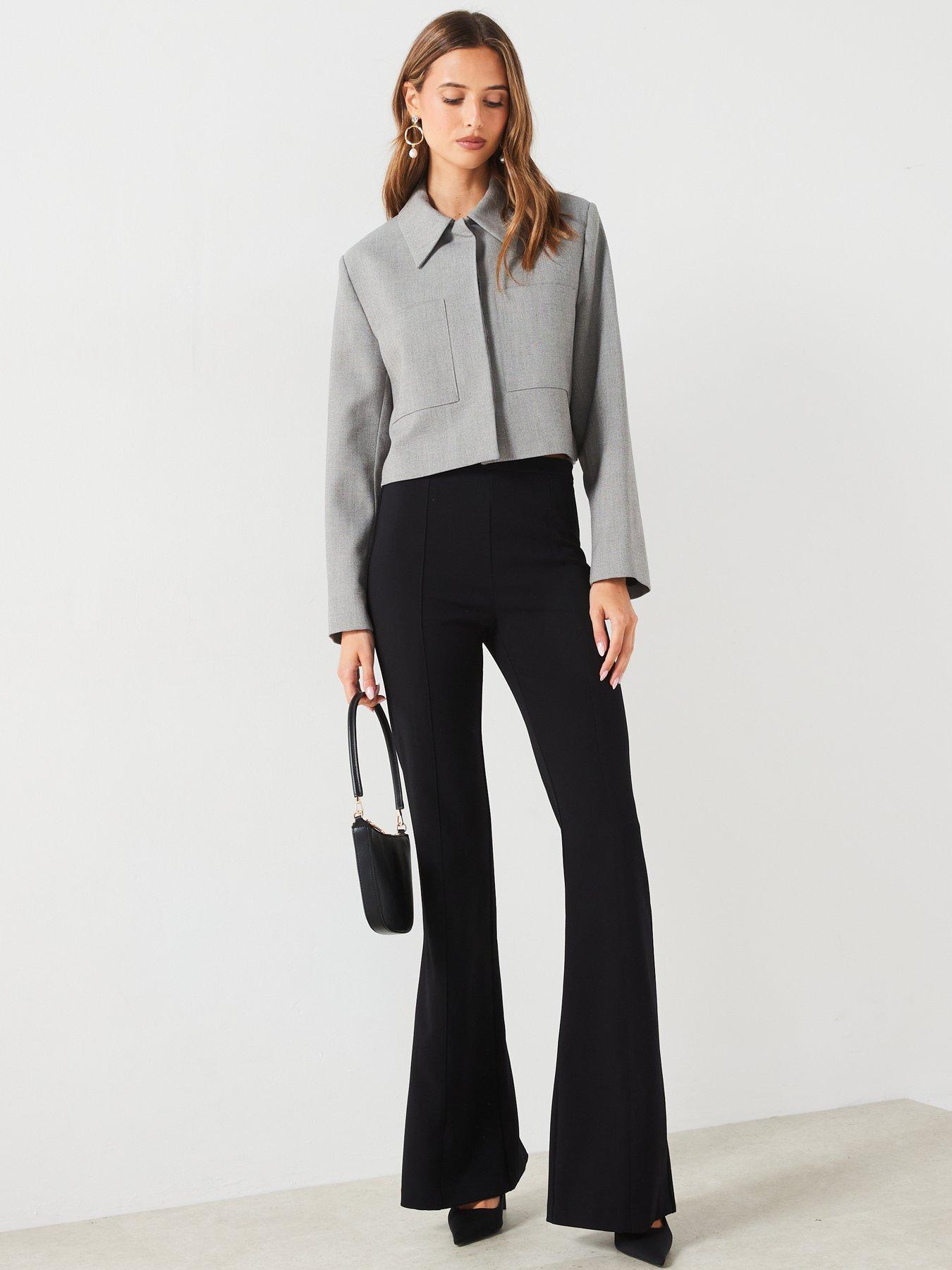 Image 3 of 6 of Mango Cropped Collar Jacket - Grey