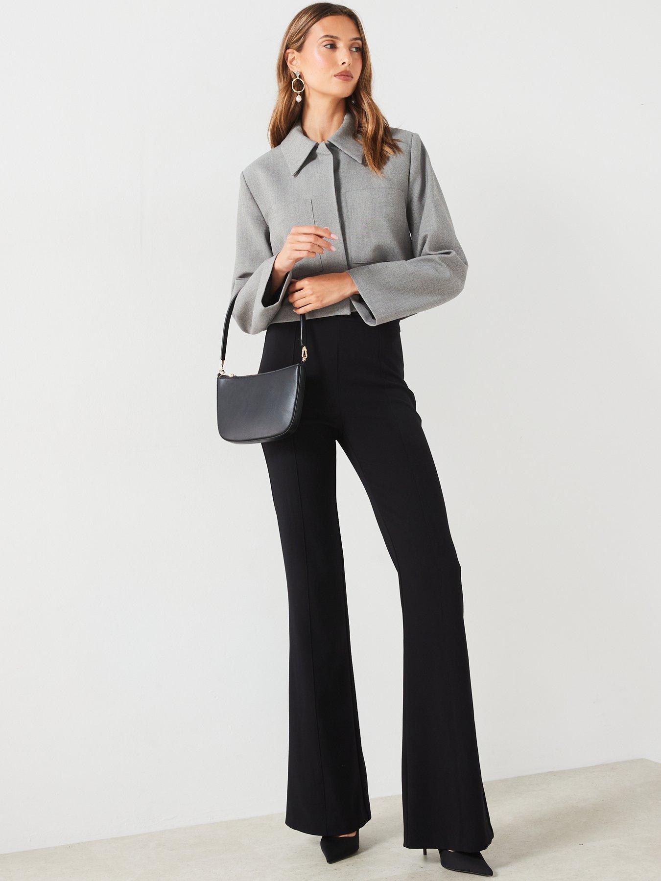 Image 5 of 6 of Mango Cropped Collar Jacket - Grey