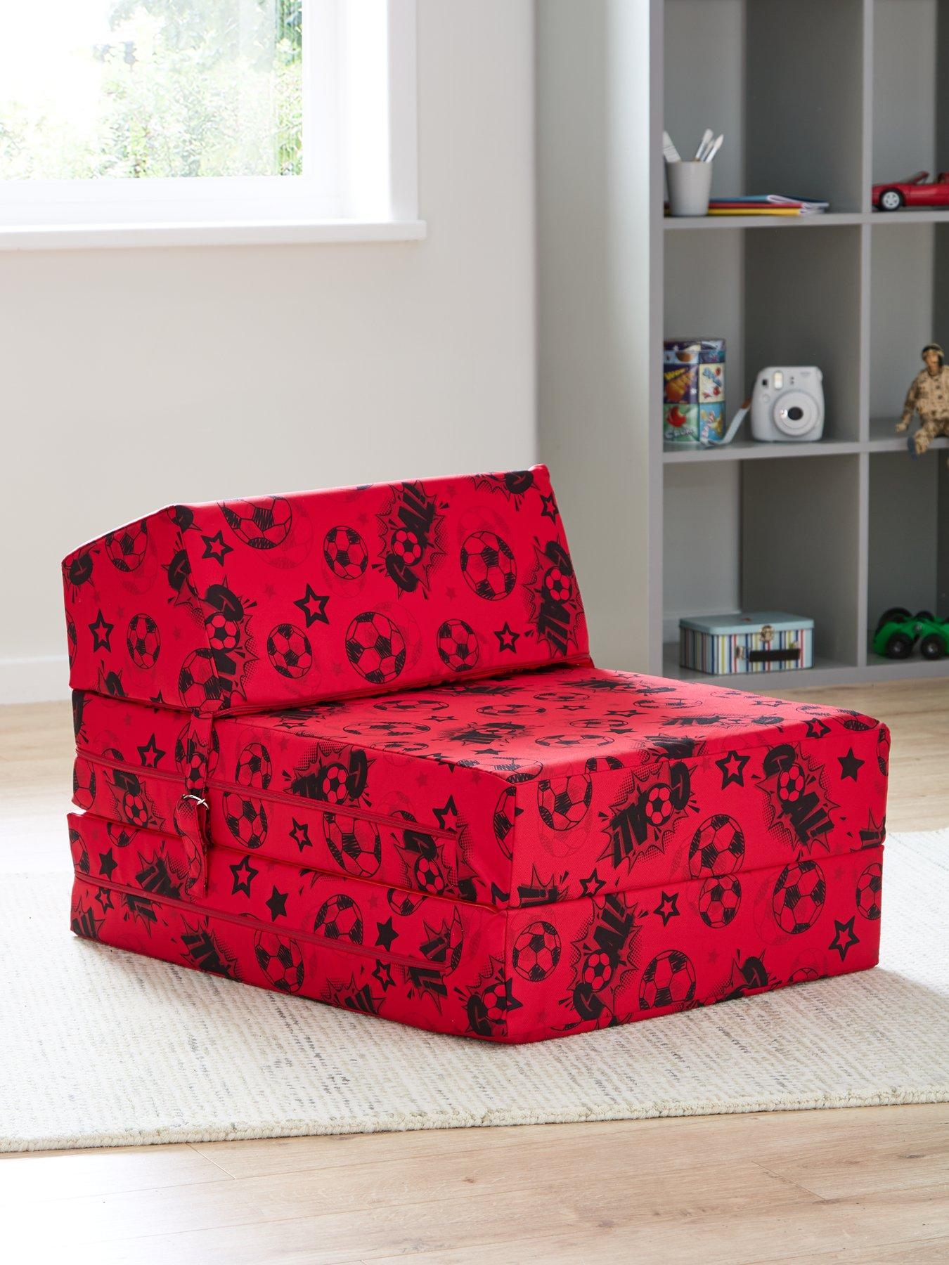 Product photograph of Kaikoo Kids Single Fold Out Chair Bed- Football Goal from very.co.uk