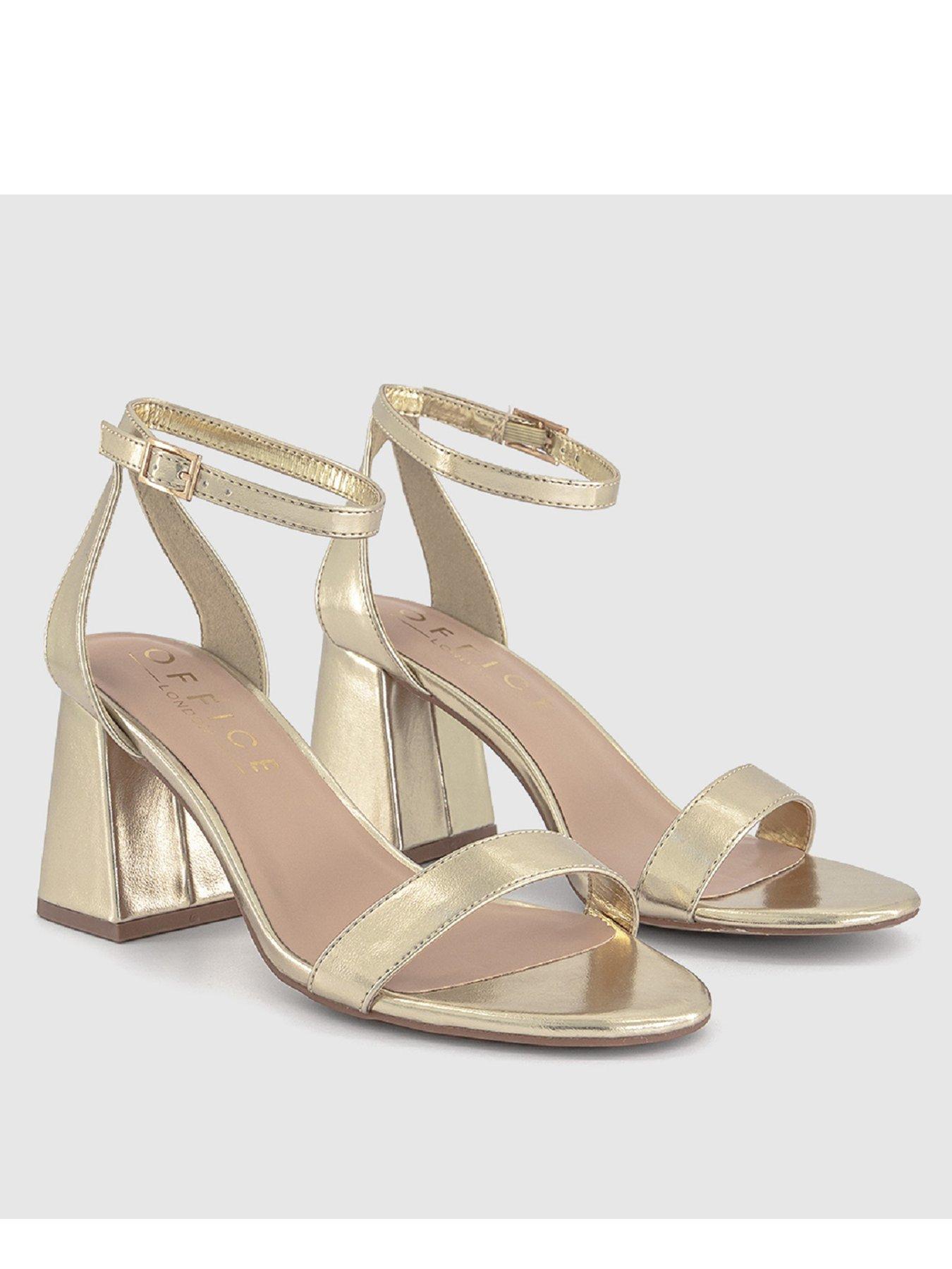 Image 2 of 3 of OFFICE Flared Heel 2 Part Sandal - Gold
