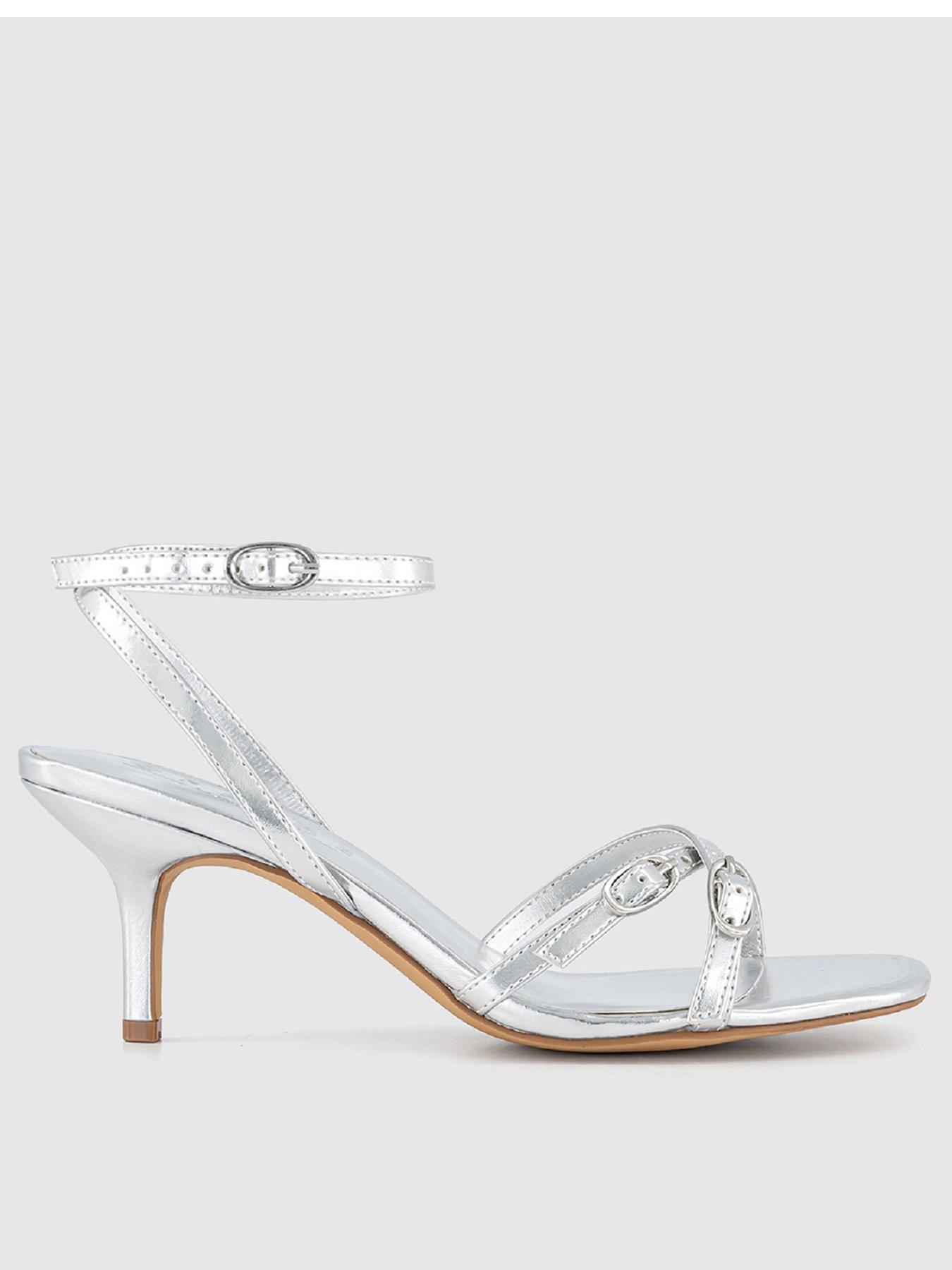 Silver strappy heels 3 inch on sale