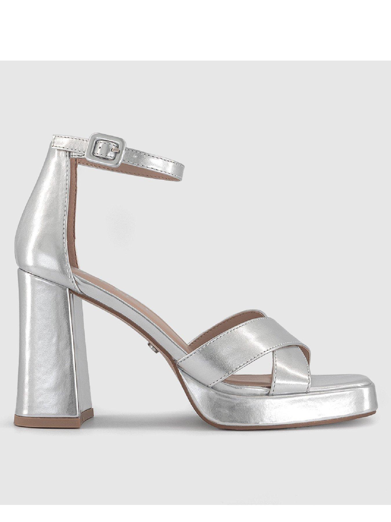 OFFICE Closed Back Platform Shoes Silver Very