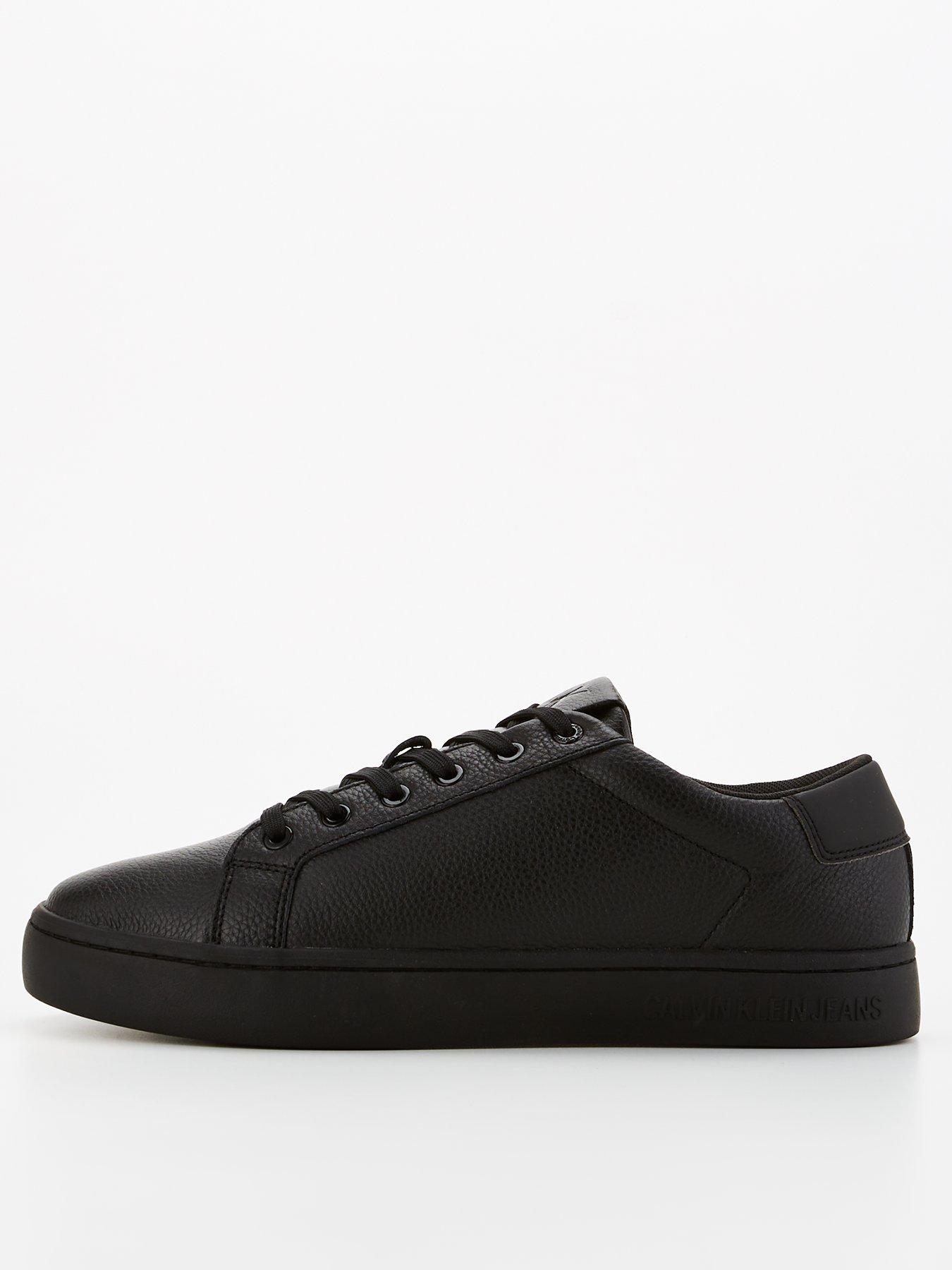 Calvin Klein Jeans Classic Cupsole Leather Lace Up Sneakers - Black