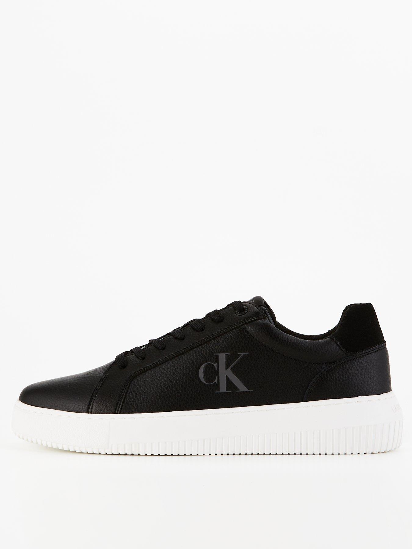 Image 1 of 7 of Calvin Klein Jeans Chunky Cupsole Monogram Lace Up Sneakers - White