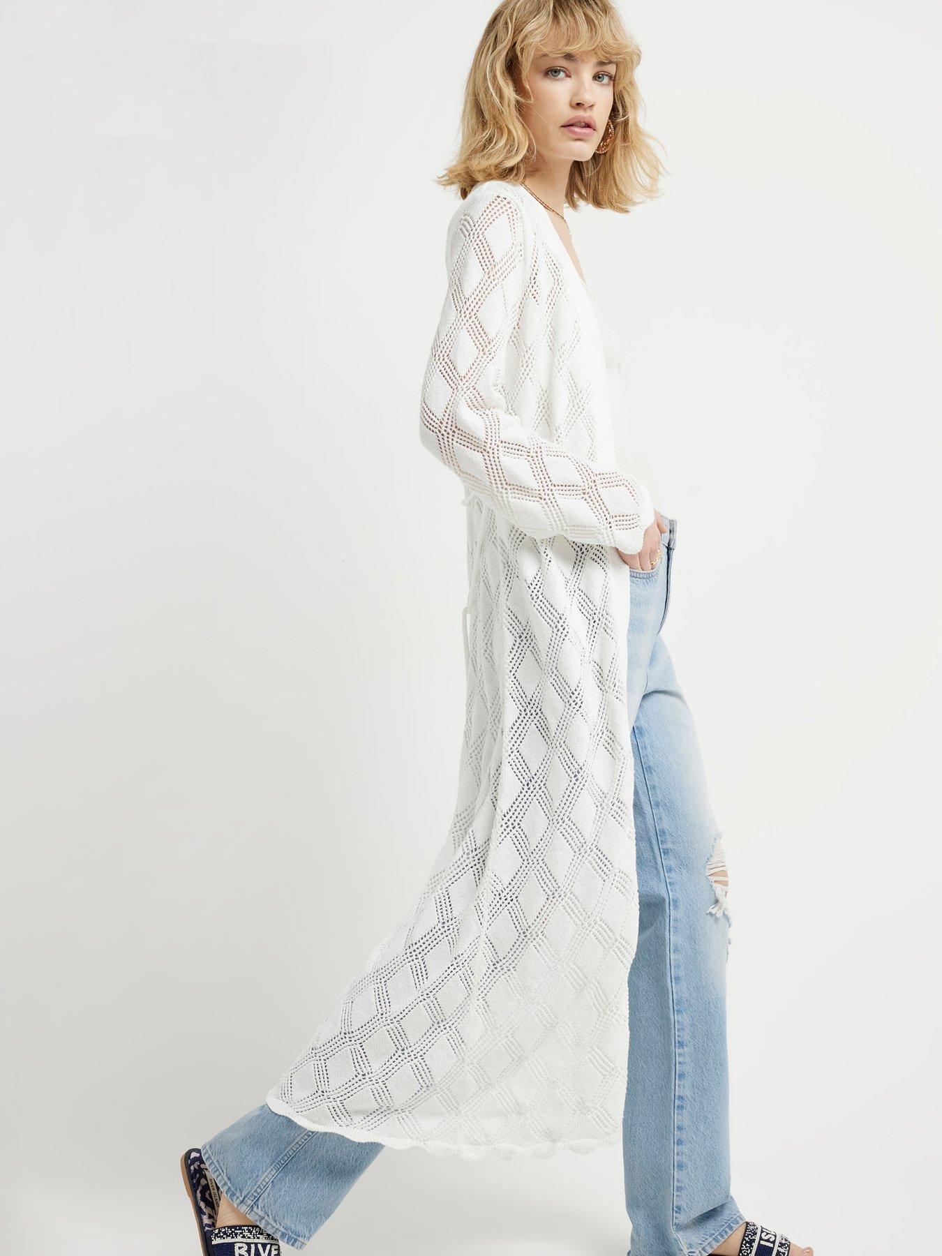 River Island Crochet Maxi Cardigan White Very