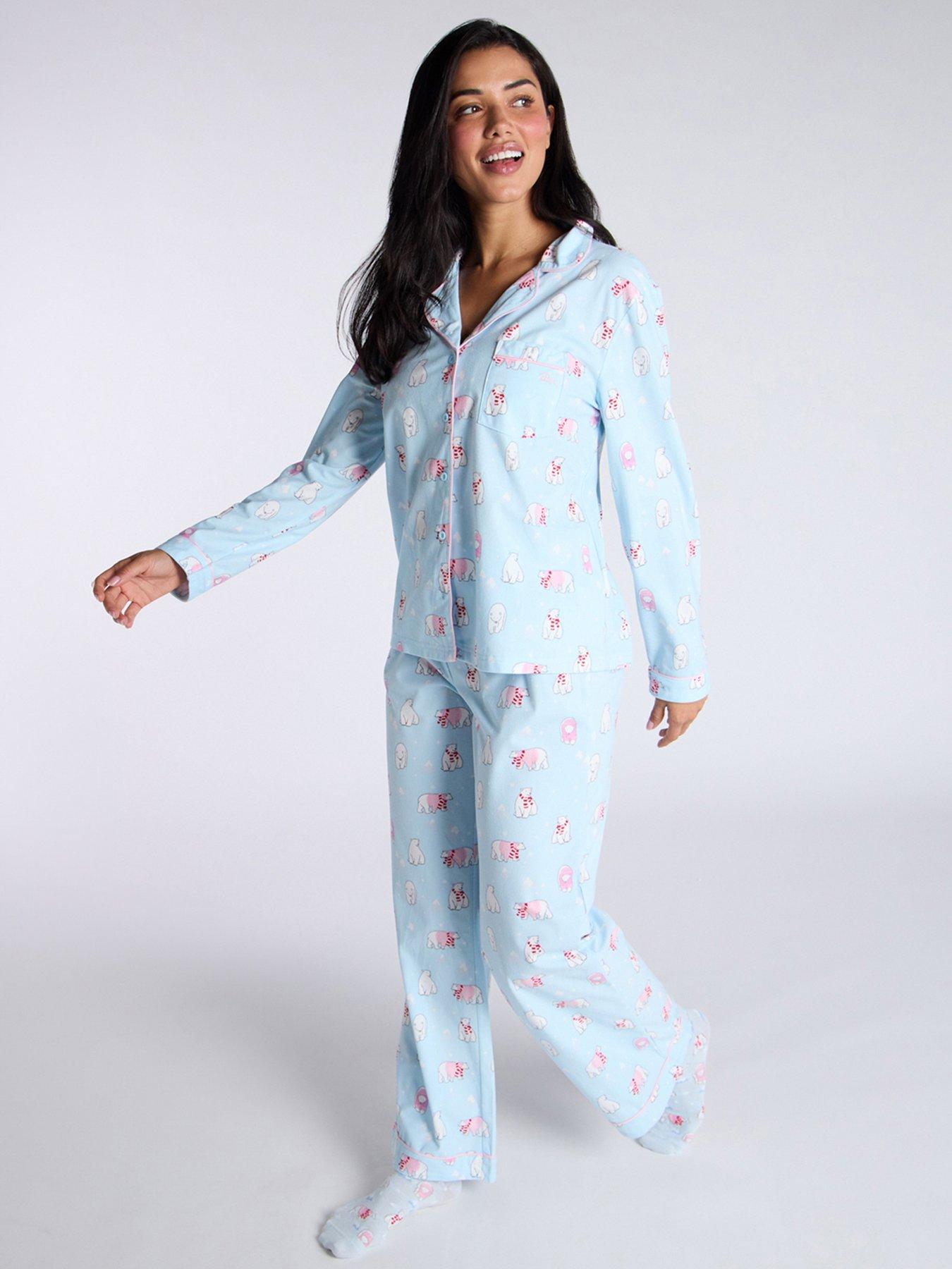 Boux Avenue Polar Bear Fleece Pj in a Bag Blue Mix Very