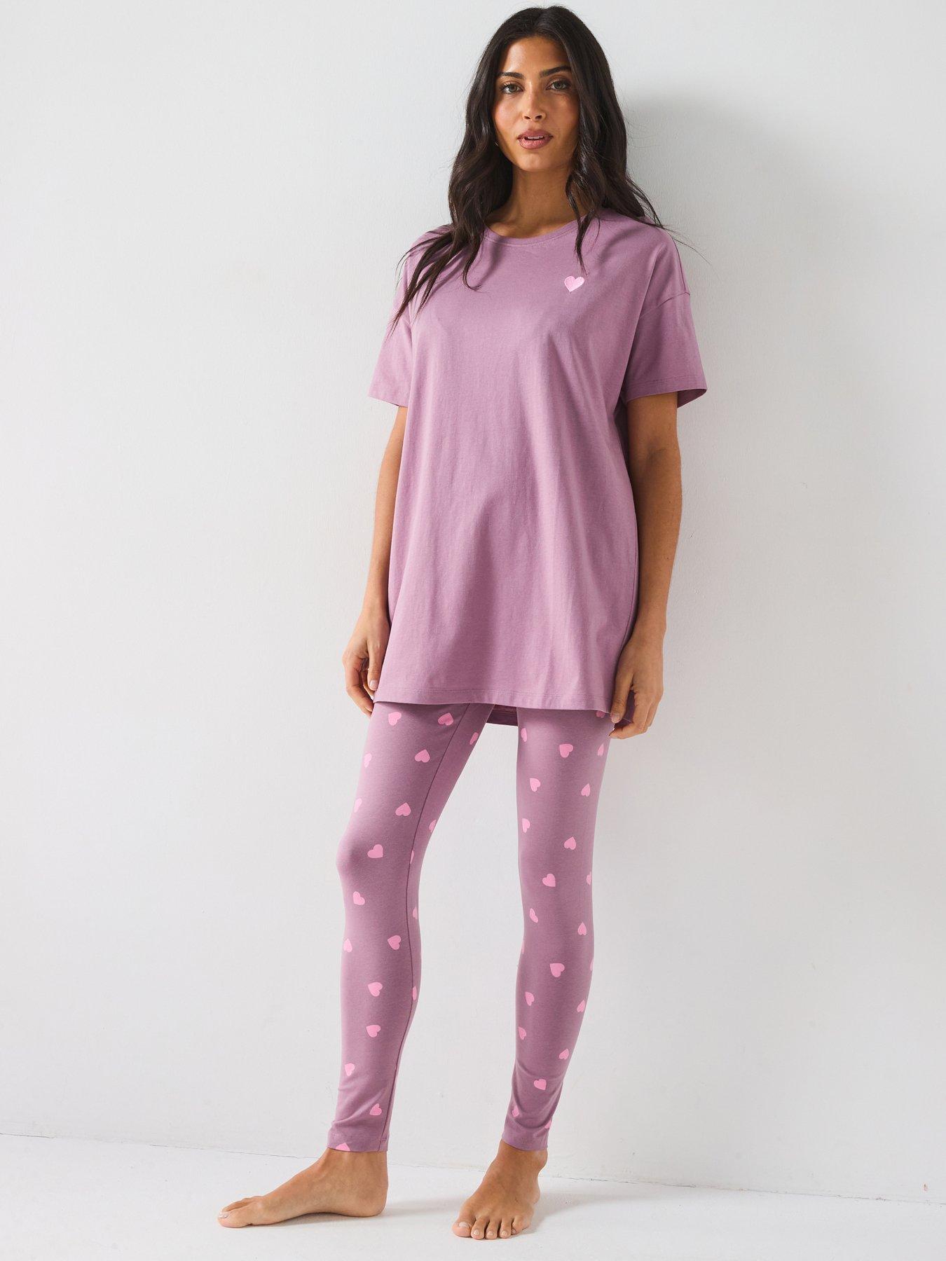 undefined Longline Tee And Heart Print Legging