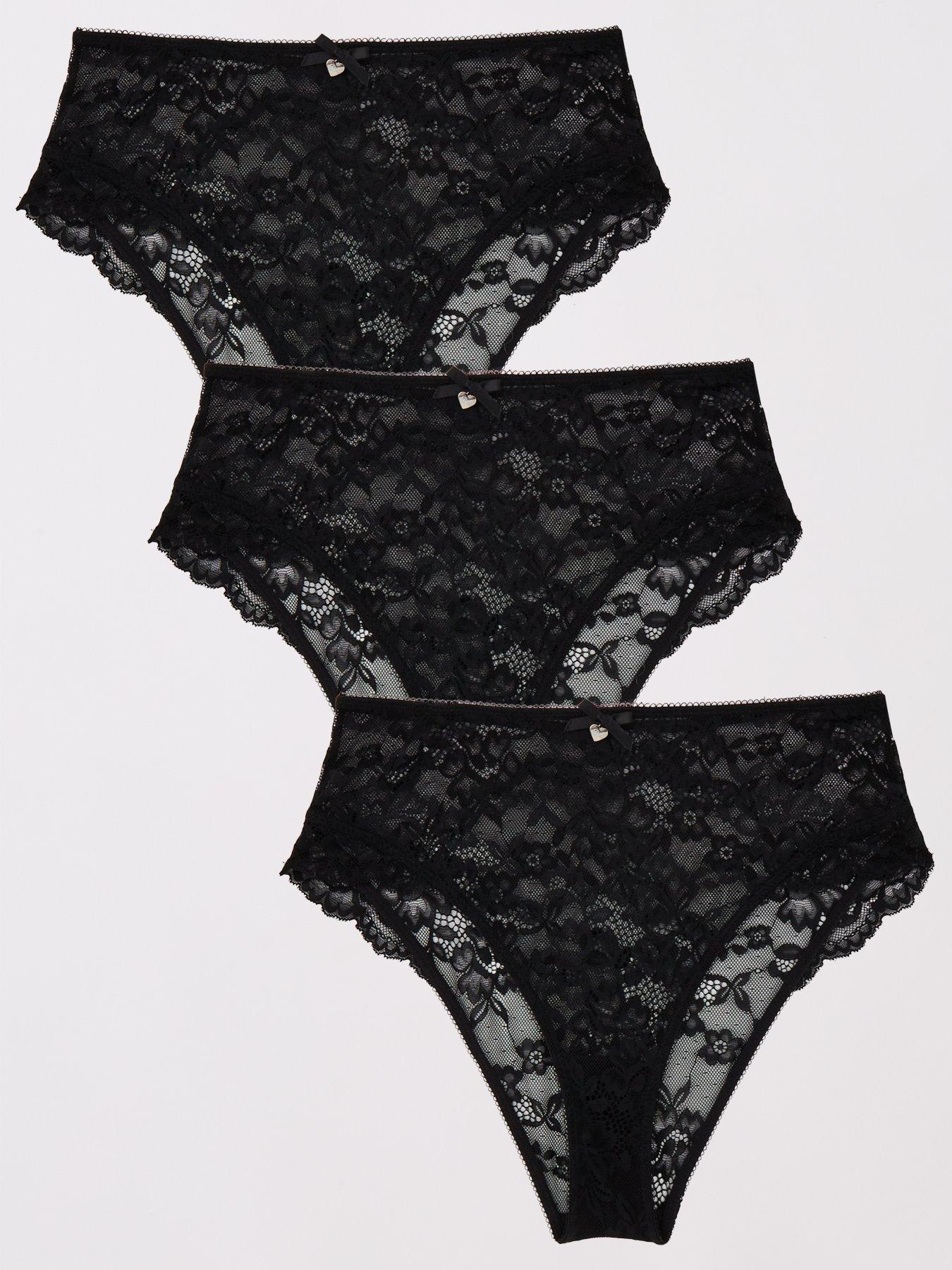 undefined Monica Pack Of 3 High Waisted Briefs - Black