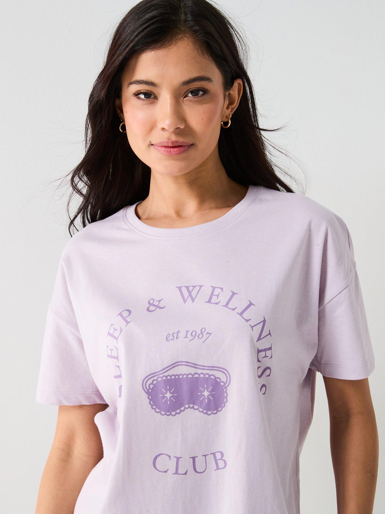 Image 4 of 6 of Everyday Longline Tshirt And Polka Dot Legging Pj Set - Lilac