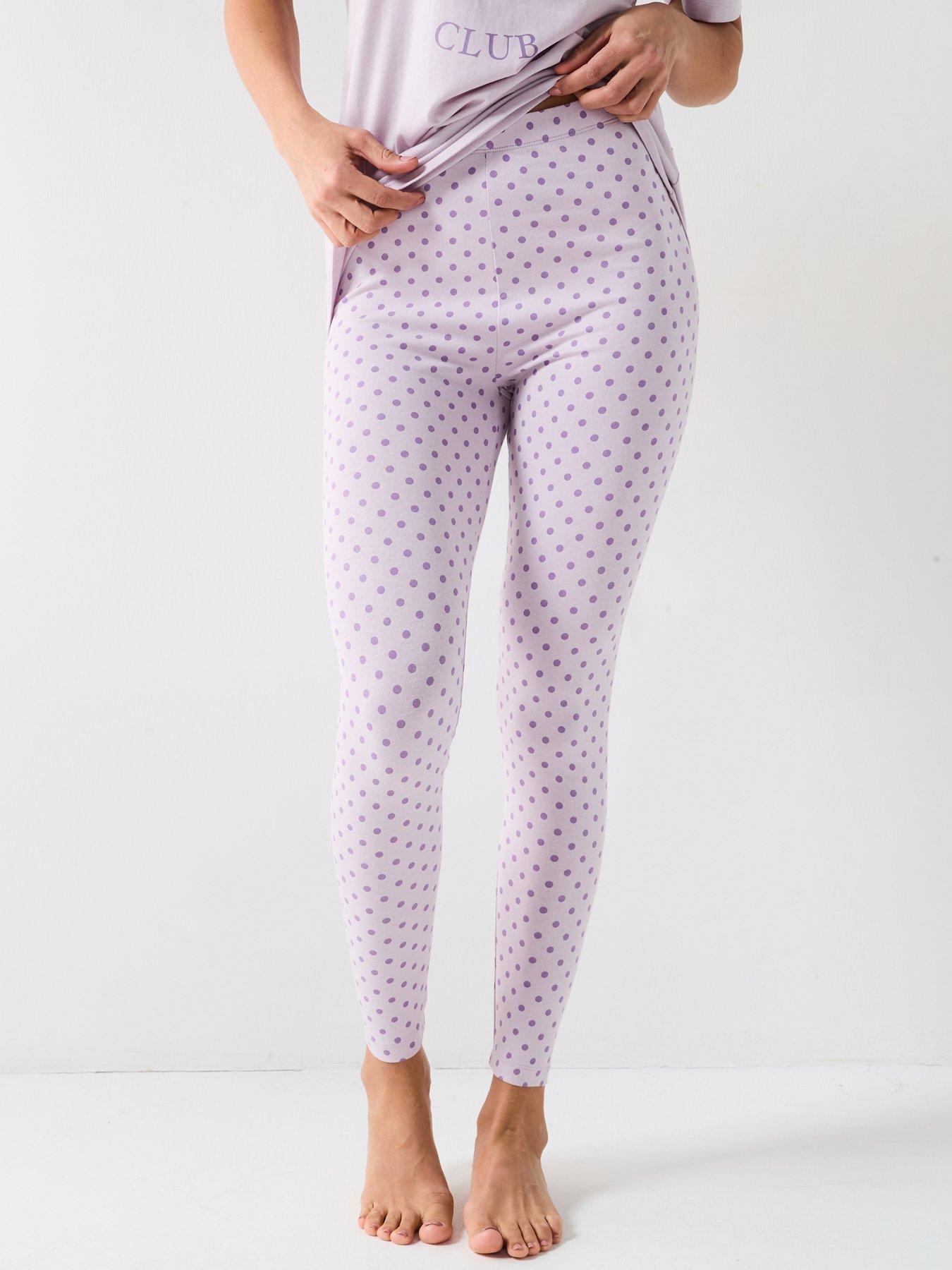 Image 5 of 6 of Everyday Longline Tshirt And Polka Dot Legging Pj Set - Lilac