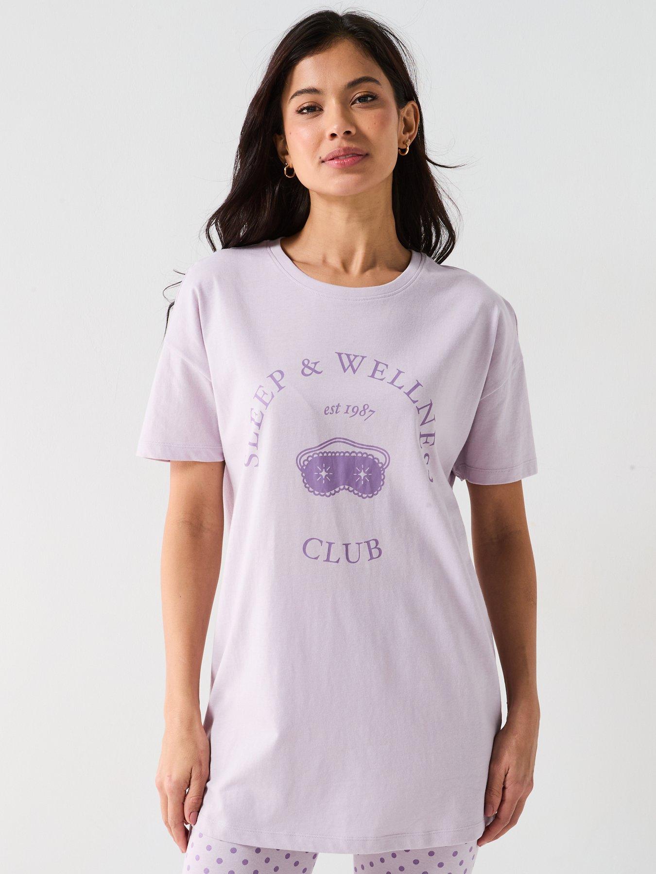 Image 6 of 6 of Everyday Longline Tshirt And Polka Dot Legging Pj Set - Lilac