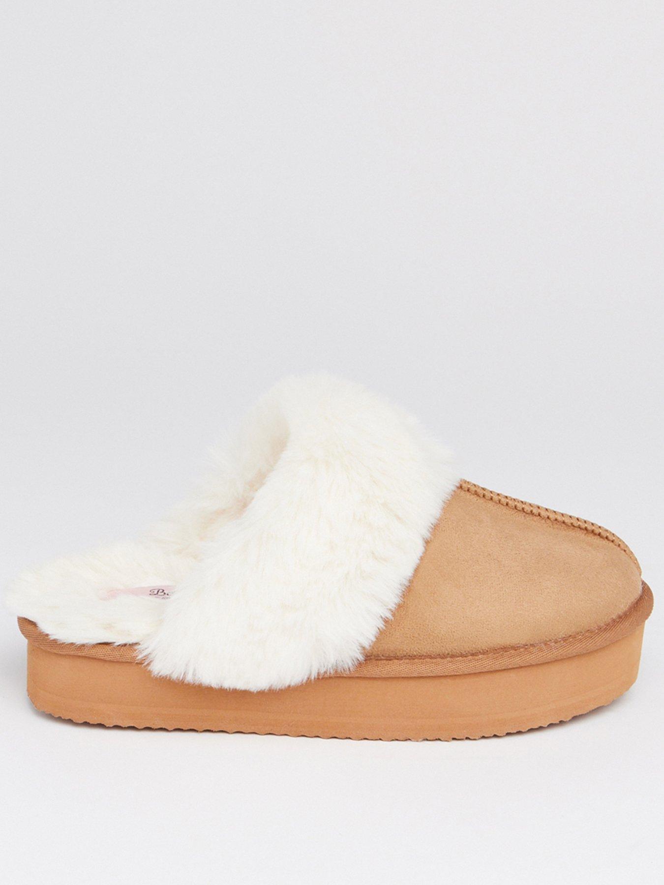 Boux Avenue Platform Suedette Mule Chestnut Brown Very