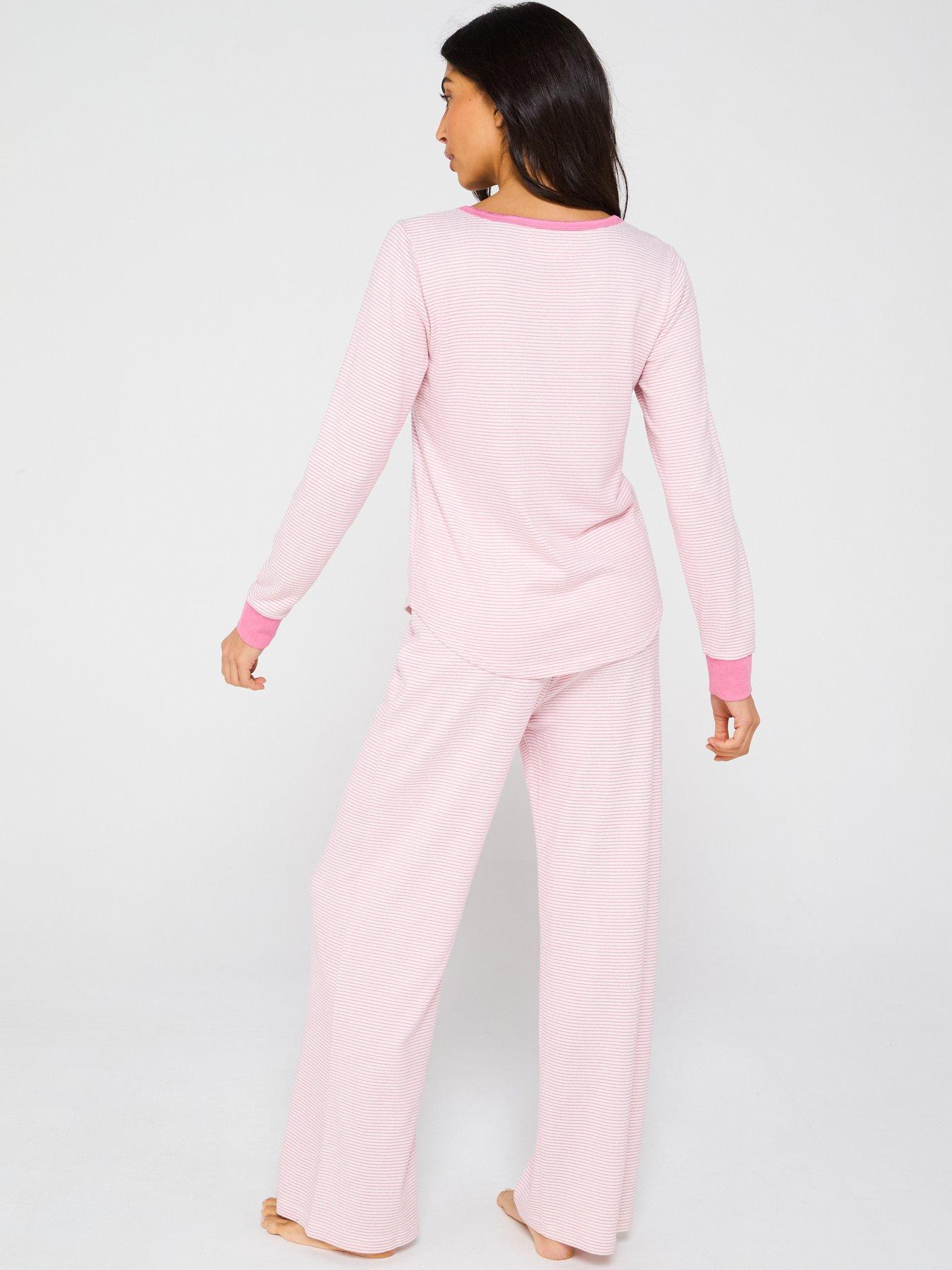 Image 2 of 6 of V by Very Stripe Henley Long Sleeve And Jogger Pj Set - Pink
