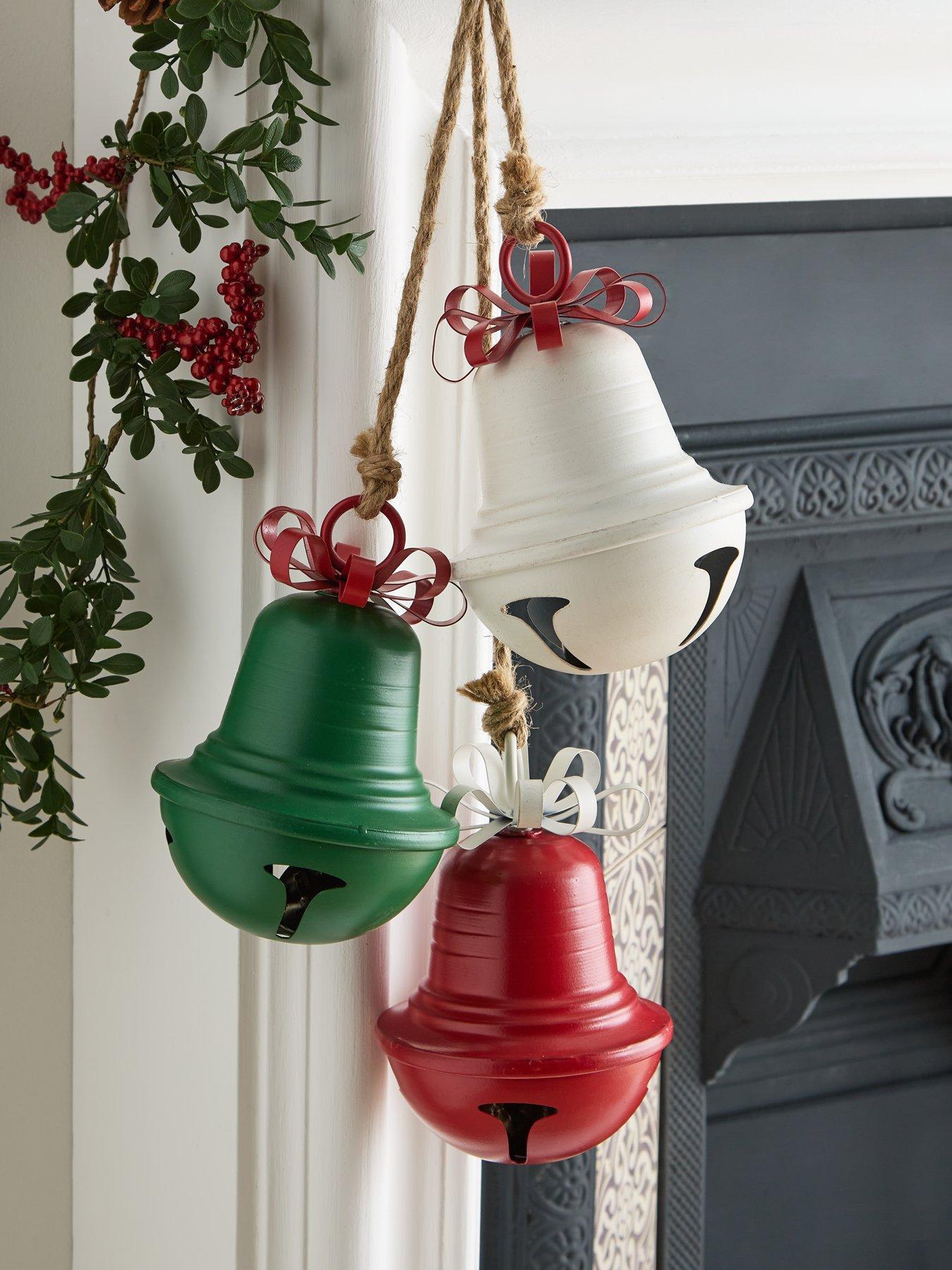 undefined Hanging Red White and Green Bells On Rope Christmas Decoration