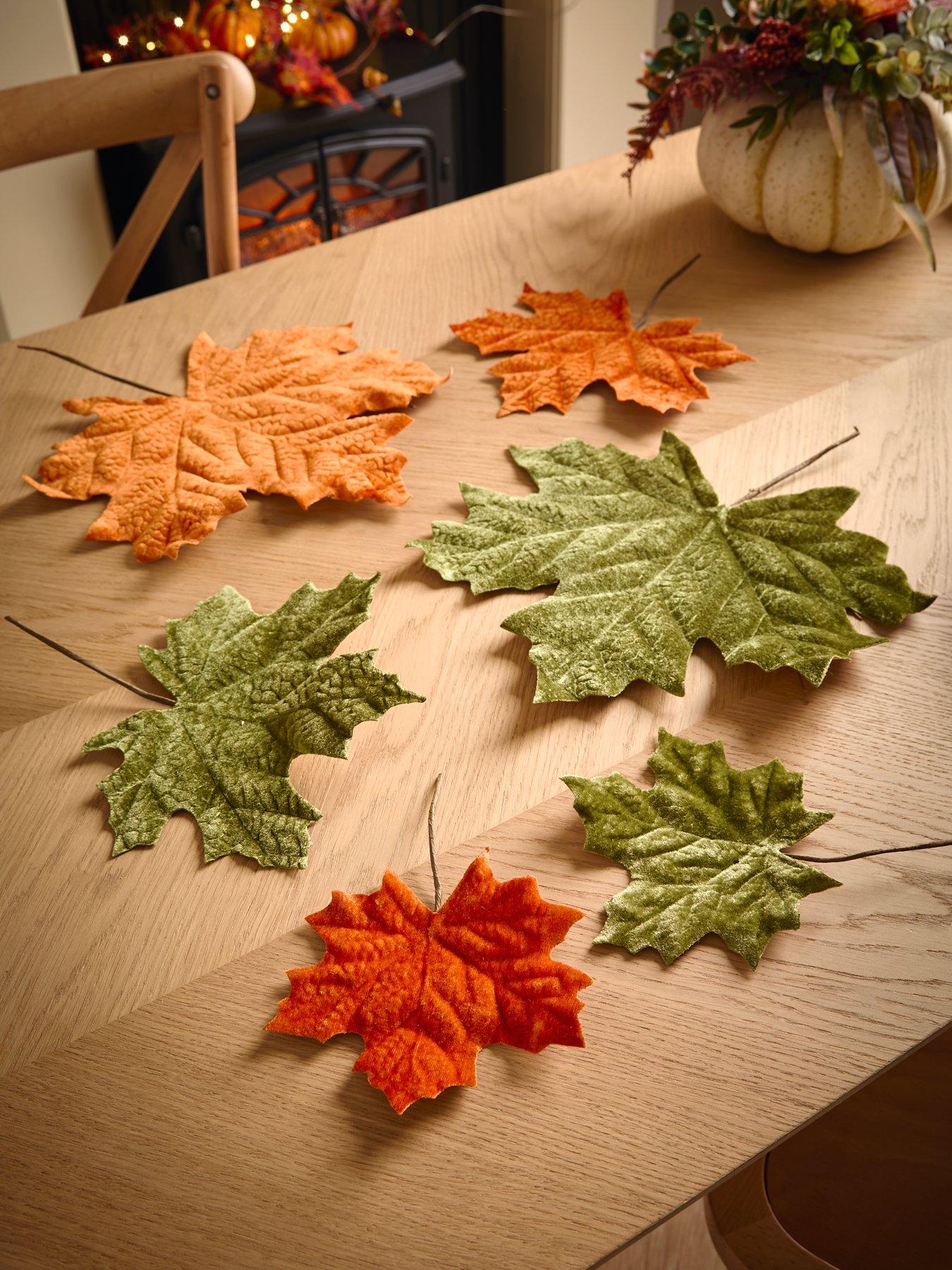 Product photograph of Heaven Sends Green Brown Autumnal Leaves Decorations from very.co.uk