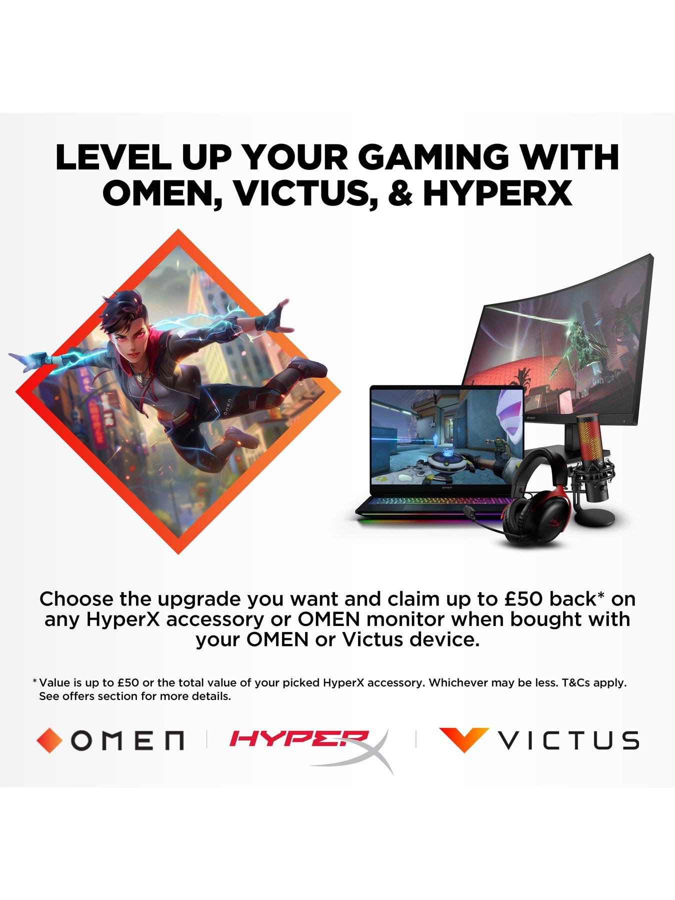Image 2 of 8 of HP OMEN 17-db0017na Gaming Laptop with Hyper X Cloud III Wired Headset- RTX 4060 - AMD Ryzen 7 - 16GB RAM - 512GB SSD - 17.3in - Full HD