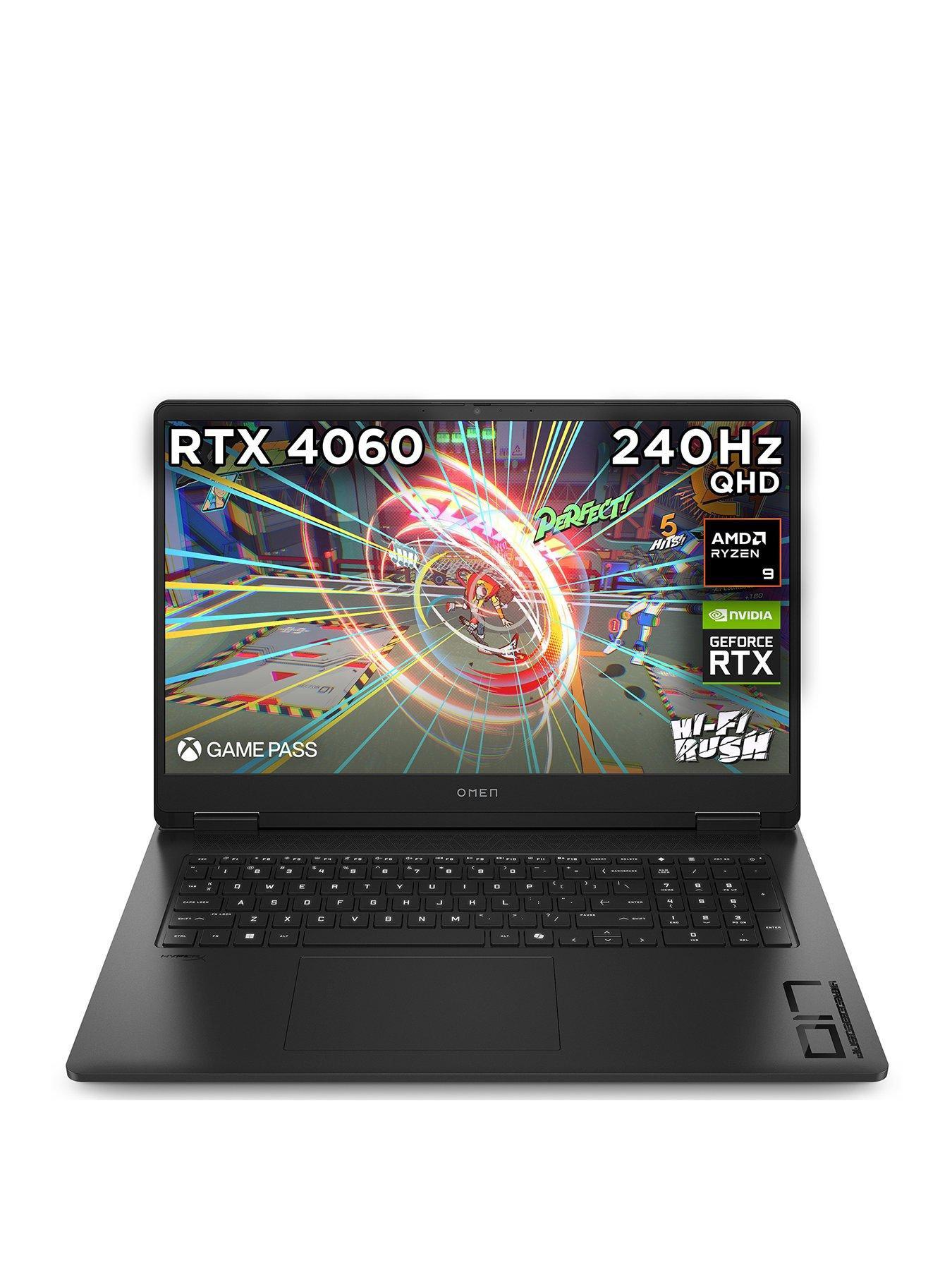Image 1 of 8 of HP OMEN 17-db0004na Gaming Laptop - GeForce RTX 4060 - AMD Ryzen 9 - 16GB RAM - 1TB SSD - 17.3in - QHD
