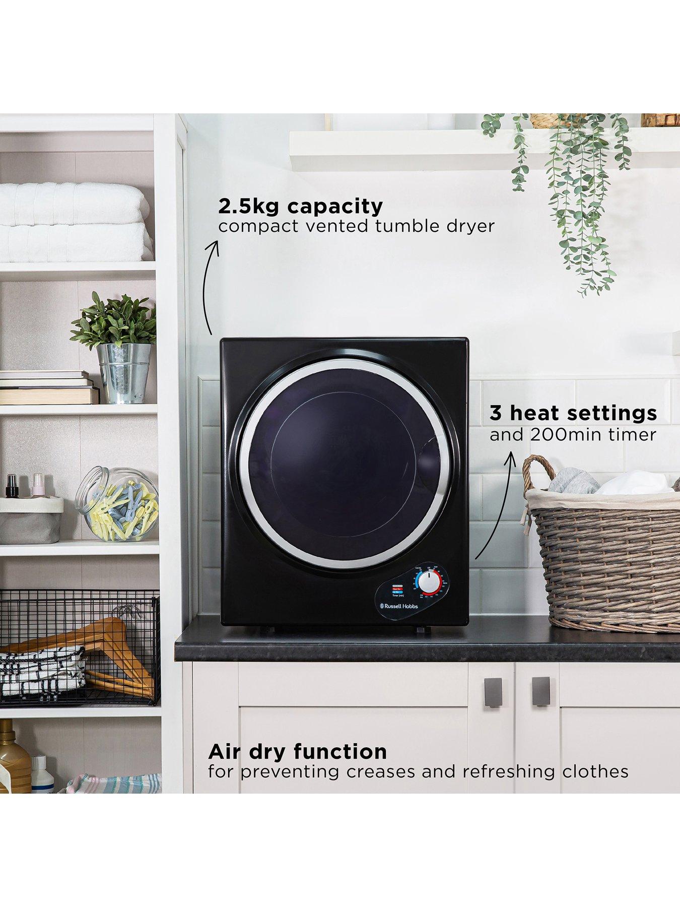 Image 2 of 7 of Russell Hobbs RH3VTD800B 2.5kg Compact Vented Tumble Dryer in Black