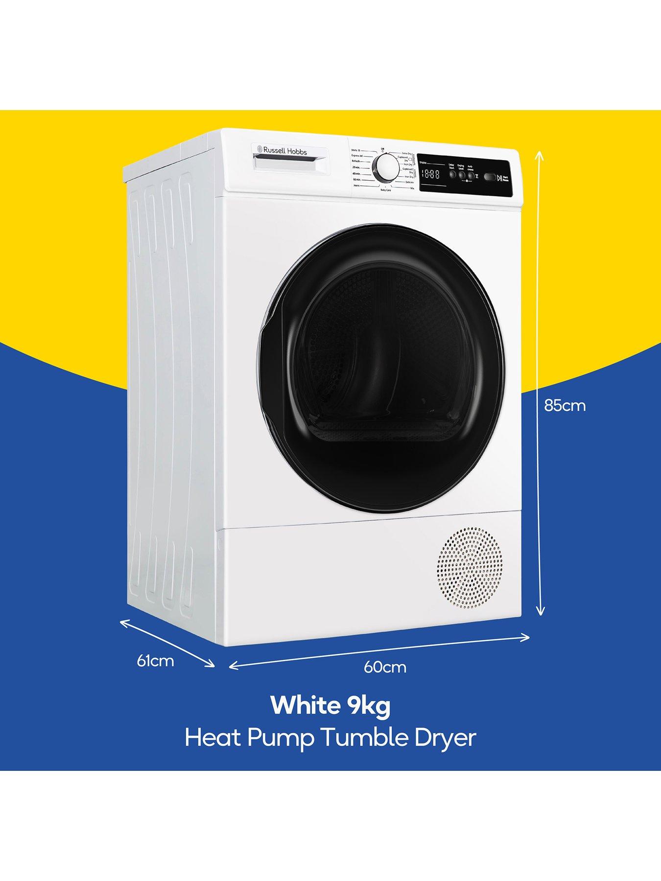 Russell Hobbs RH9HPTD111W 11 Series 9kg Heat Pump Tumble Dryer in White ...