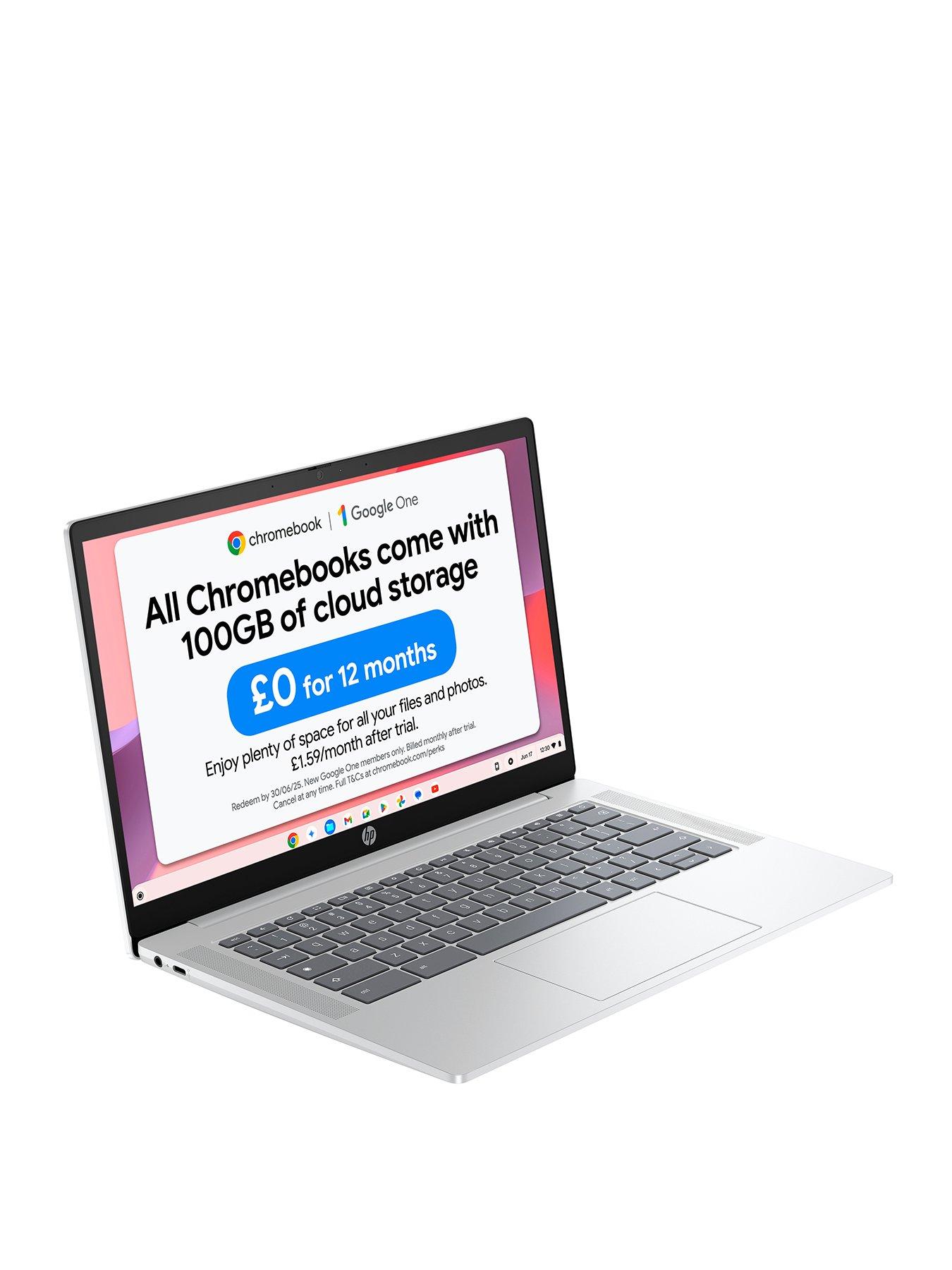 Image of HP Chromebook 14a-nf0002na - 14in HD, Intel N100, 4GB RAM, 128GB SSD - Silver