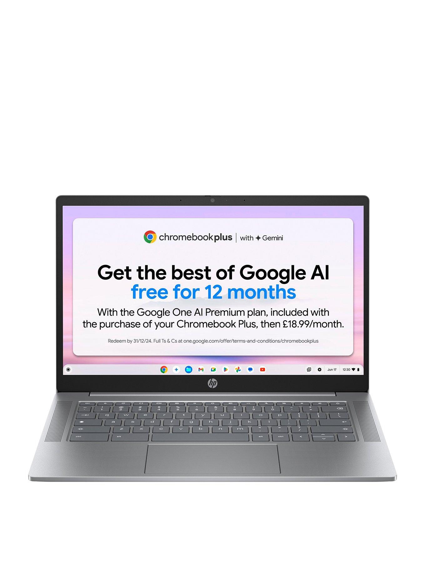 Image 1 of 8 of HP Chromebook Plus 14a-nf0000na - 14in FHD,&nbsp;Intel Core i3, 8GB RAM,&nbsp;256GB SSD - Silver