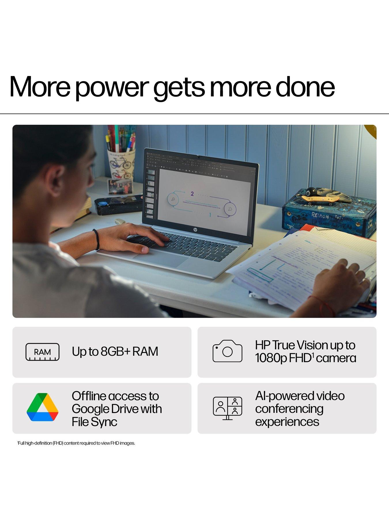 Image 4 of 8 of HP Chromebook Plus 14a-nf0000na - 14in FHD,&nbsp;Intel Core i3, 8GB RAM,&nbsp;256GB SSD - Silver