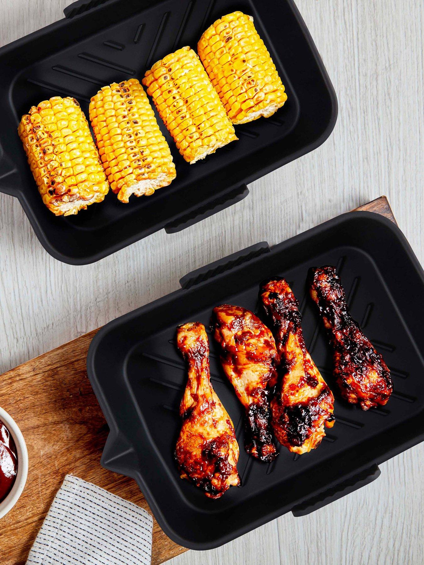 Product photograph of Tower 2 X Rectangular Solid Air Fryer Trays from very.co.uk