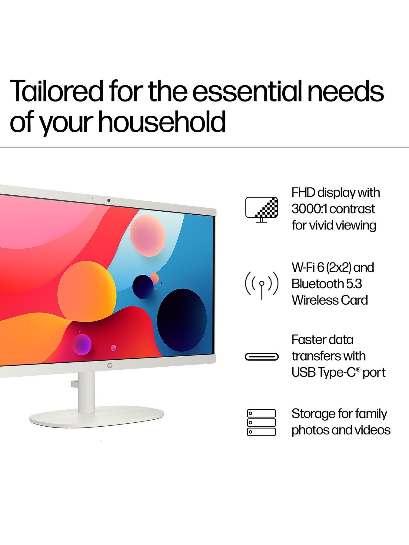 Image 4 of 8 of HP All-in-One PC 22-dg0007na&nbsp;- 21.5in Full HD,&nbsp;Intel N100, 8GB RAM, 128GB SSD&nbsp;- White