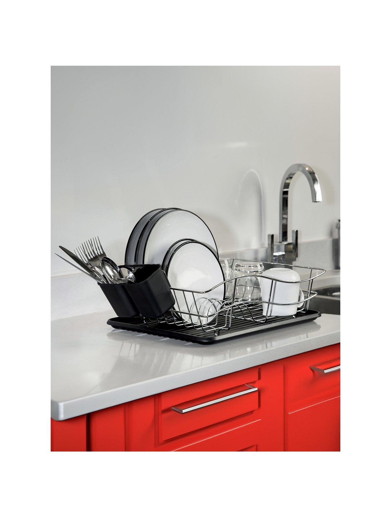 Product photograph of Tower Dish Rack With Tray Black from very.co.uk