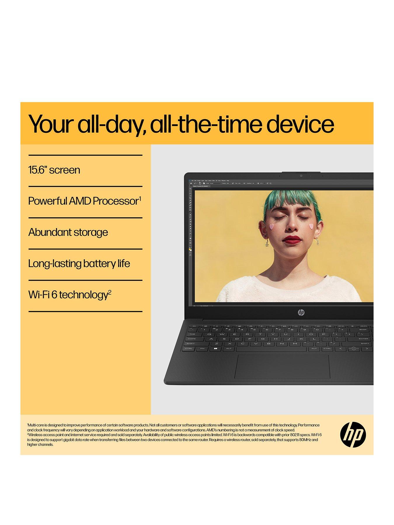 Image 3 of 8 of HP Laptop 15-fc0018na - 15.6in FHD,&nbsp;AMD Ryzen 3, 4GB RAM, 128GB SSD - Black