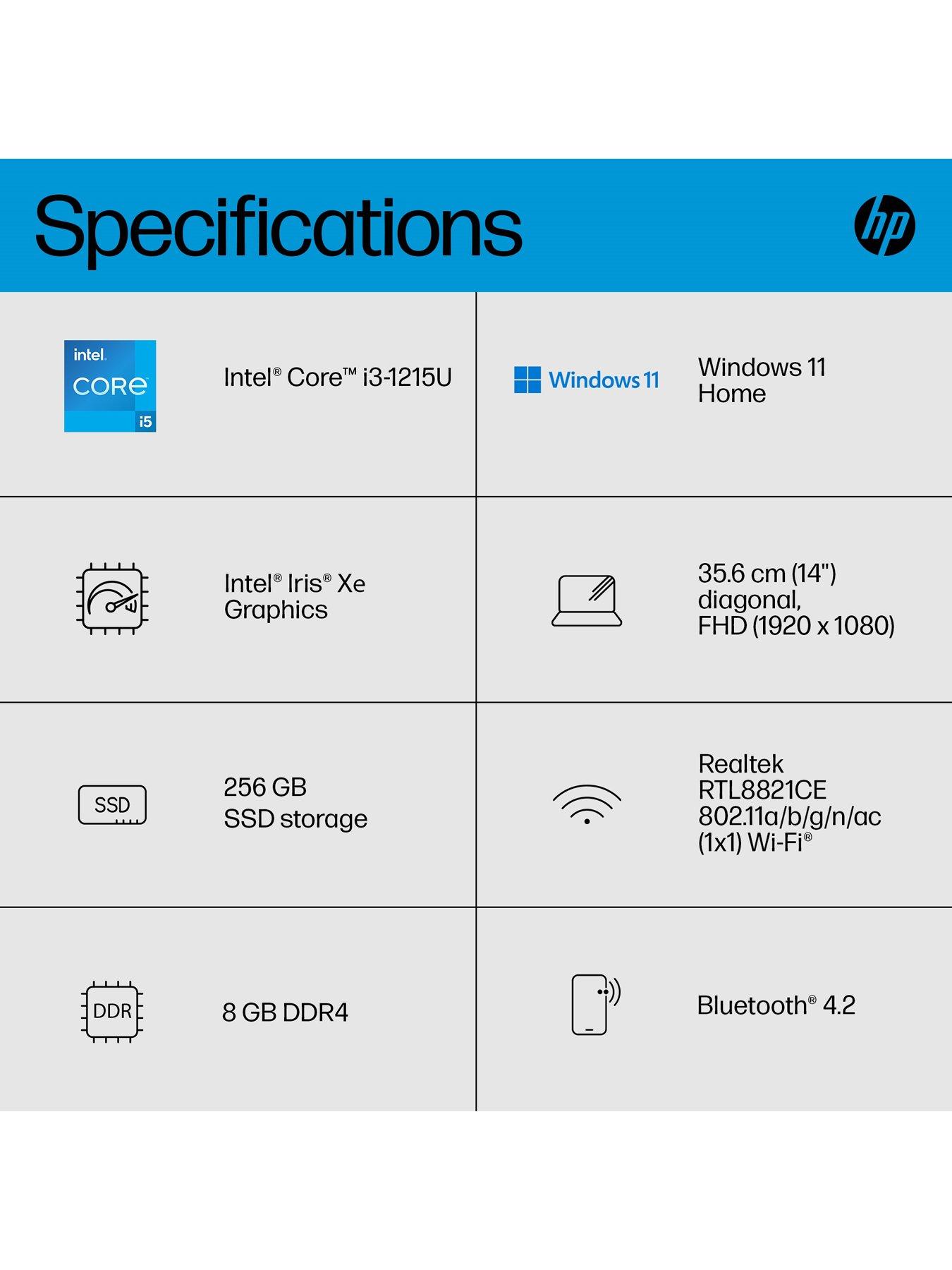 Image 7 of 8 of HP Laptop 14s-dq5009na - 14in FHD, Intel Core i5, 8GB RAM, 256GB SSD - Silver
