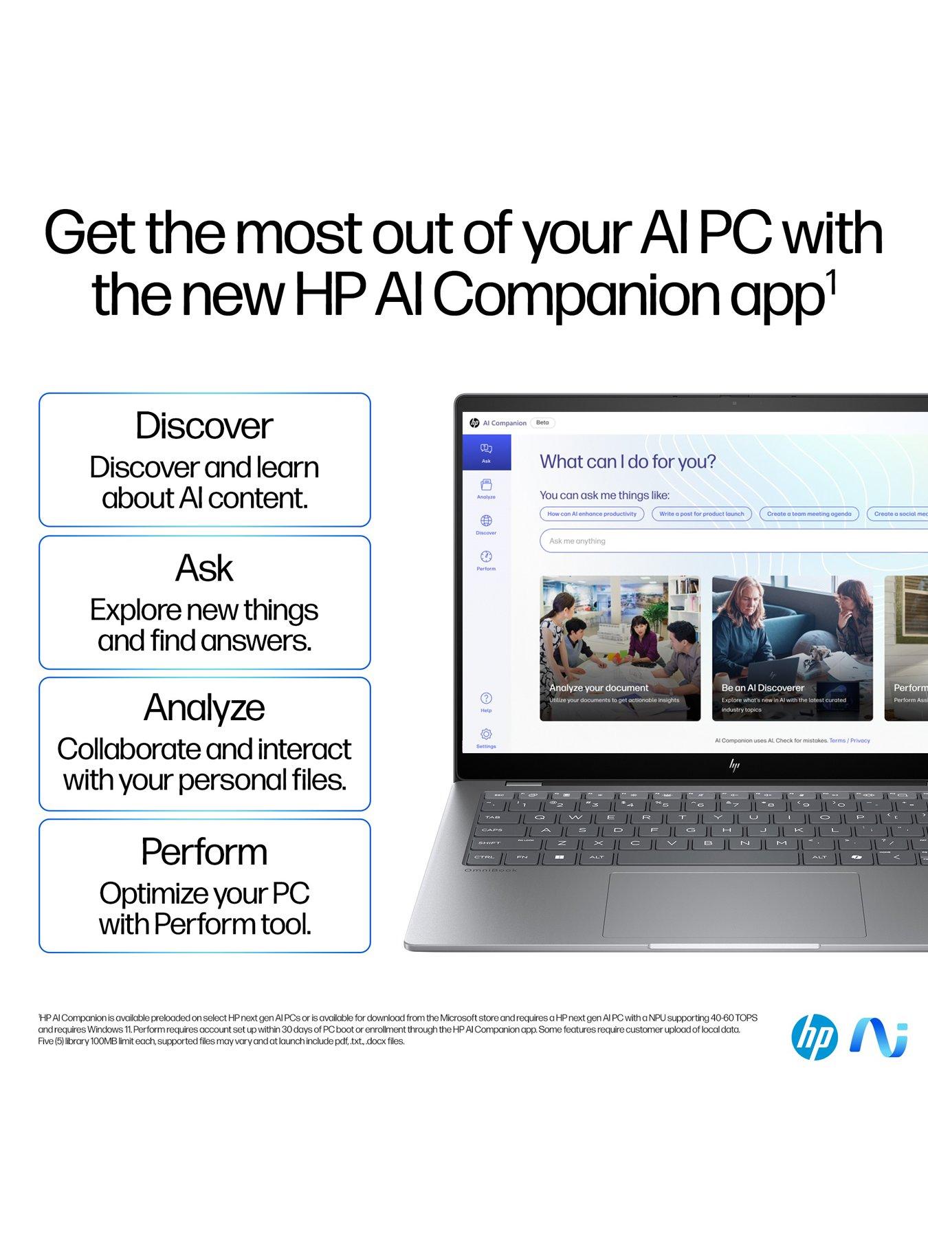 Image 6 of 8 of HP OmniBook X 14-fe0000na - Copilot+ PC - Snapdragon X Elite - 16GB RAM - 1TB SSD - 14in - 2.2K IPS Touchscreen - Silver