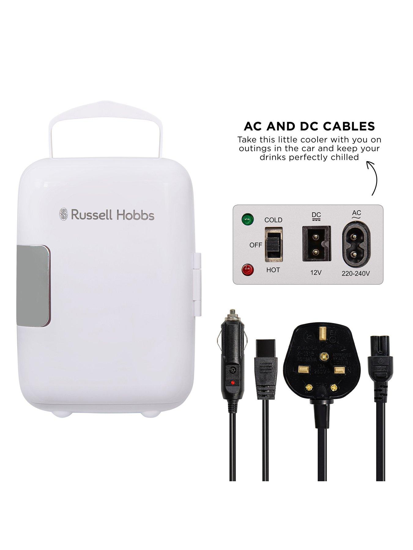 Image 3 of 8 of Russell Hobbs RH4CLR1001 4L Mini Compact Cooler for Drinks and Cosmetics, Retro Style, White &amp; Chrome