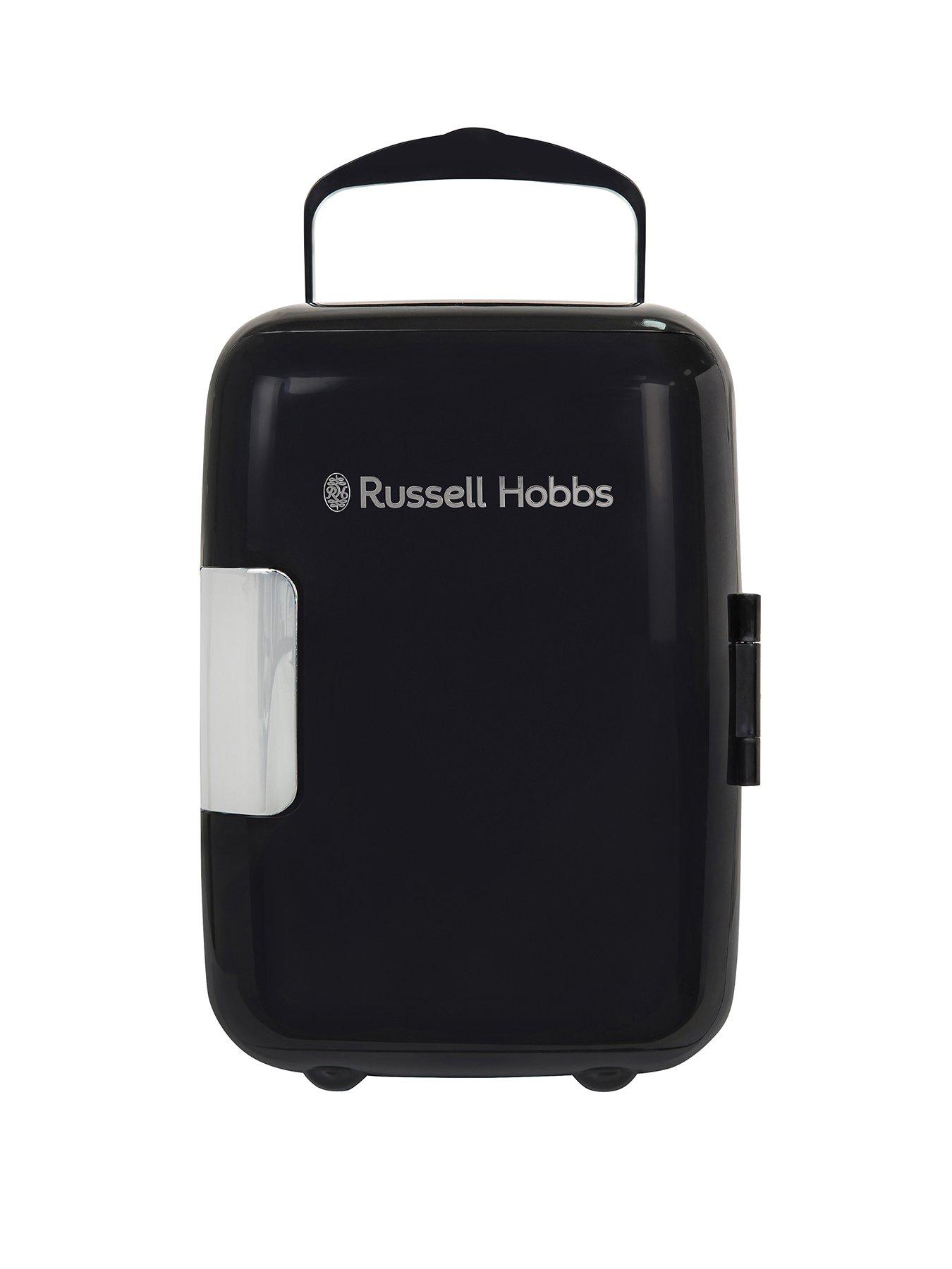 undefined RH4CLR1001B 4L Mini Compact Cooler for Drinks and Cosmetics, Retro Style, Black  &  Chrome