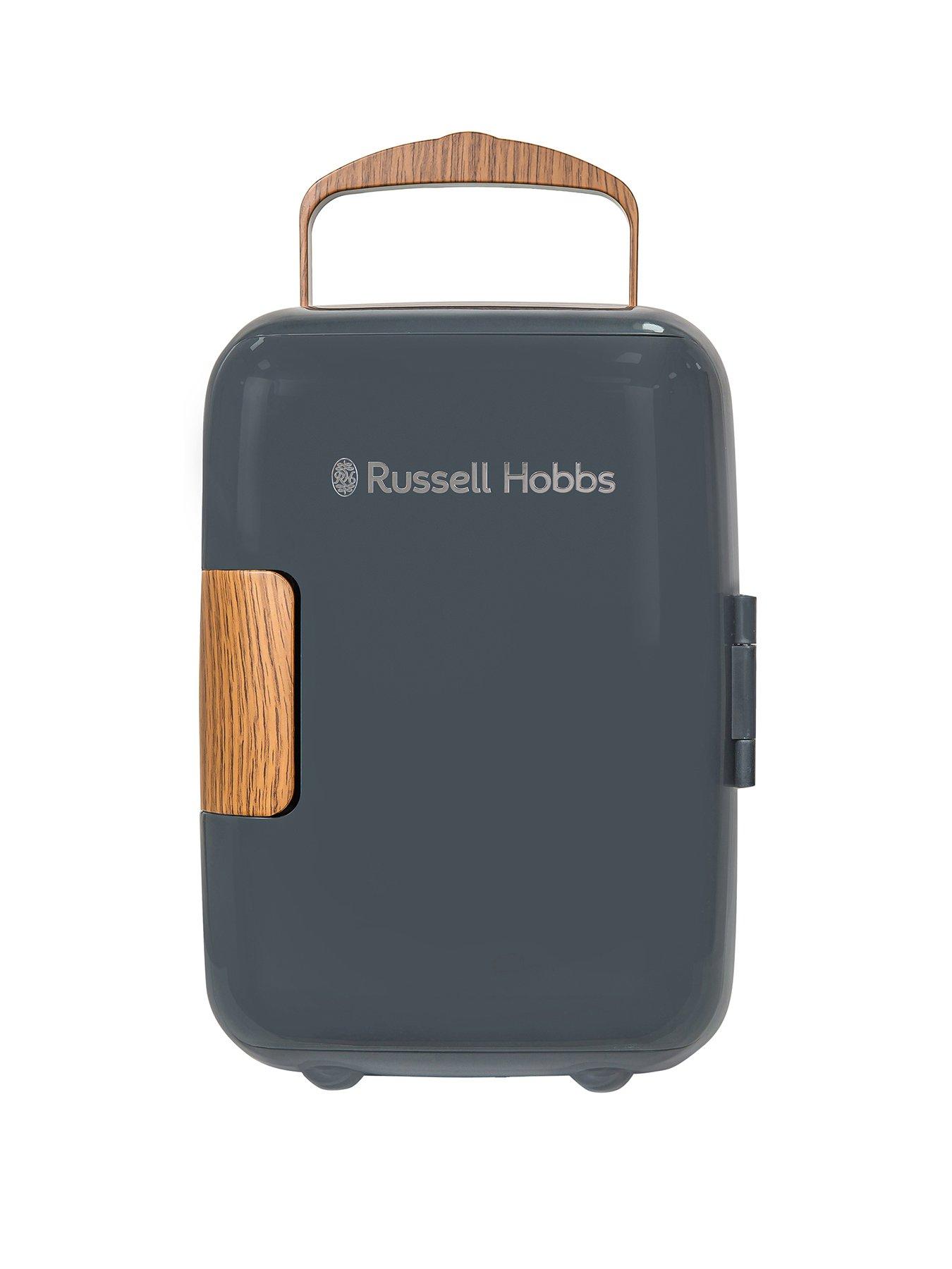 undefined RH4CLR1001SCG 4L Mini Compact Cooler for Drinks and Cosmetics, Scandi Style, Grey  &  Wood Effect