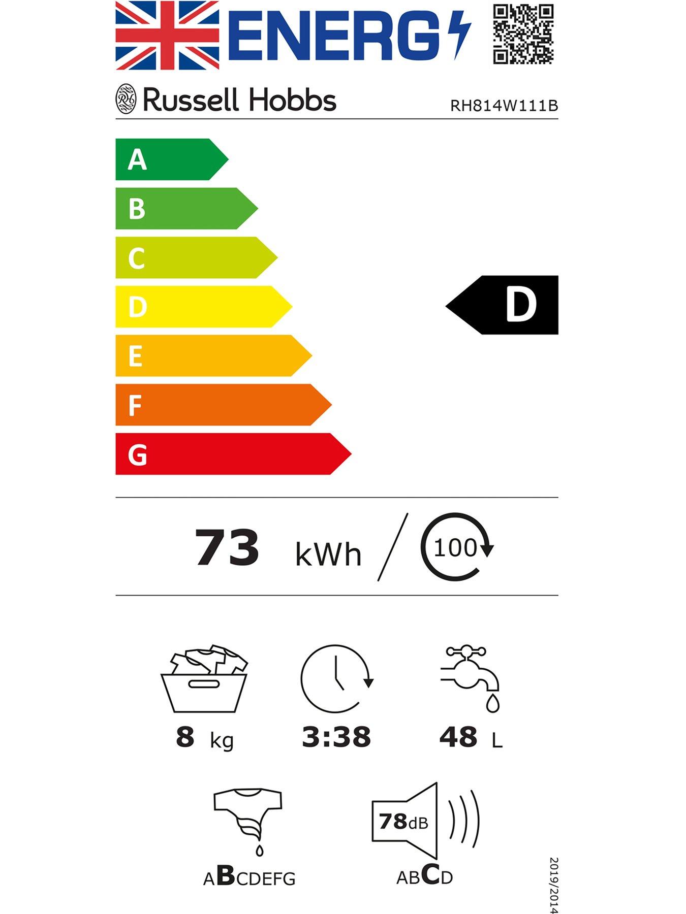 Image 7 of 7 of Russell Hobbs RH814W111B 11 Series 8kg Load, 1400rpm Spin&nbsp;Washing Machine - Black