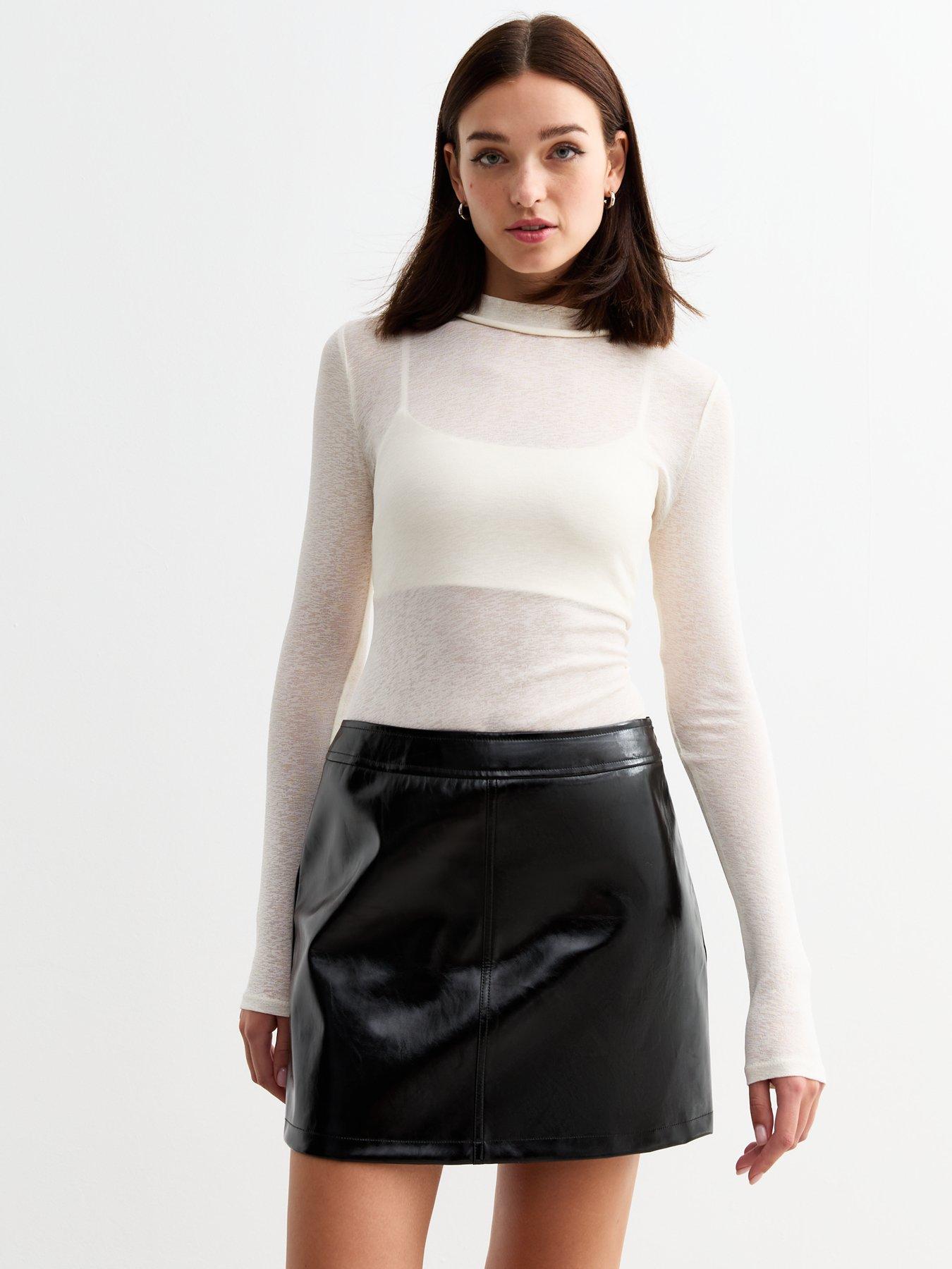 Black Leather look Mini Skirt