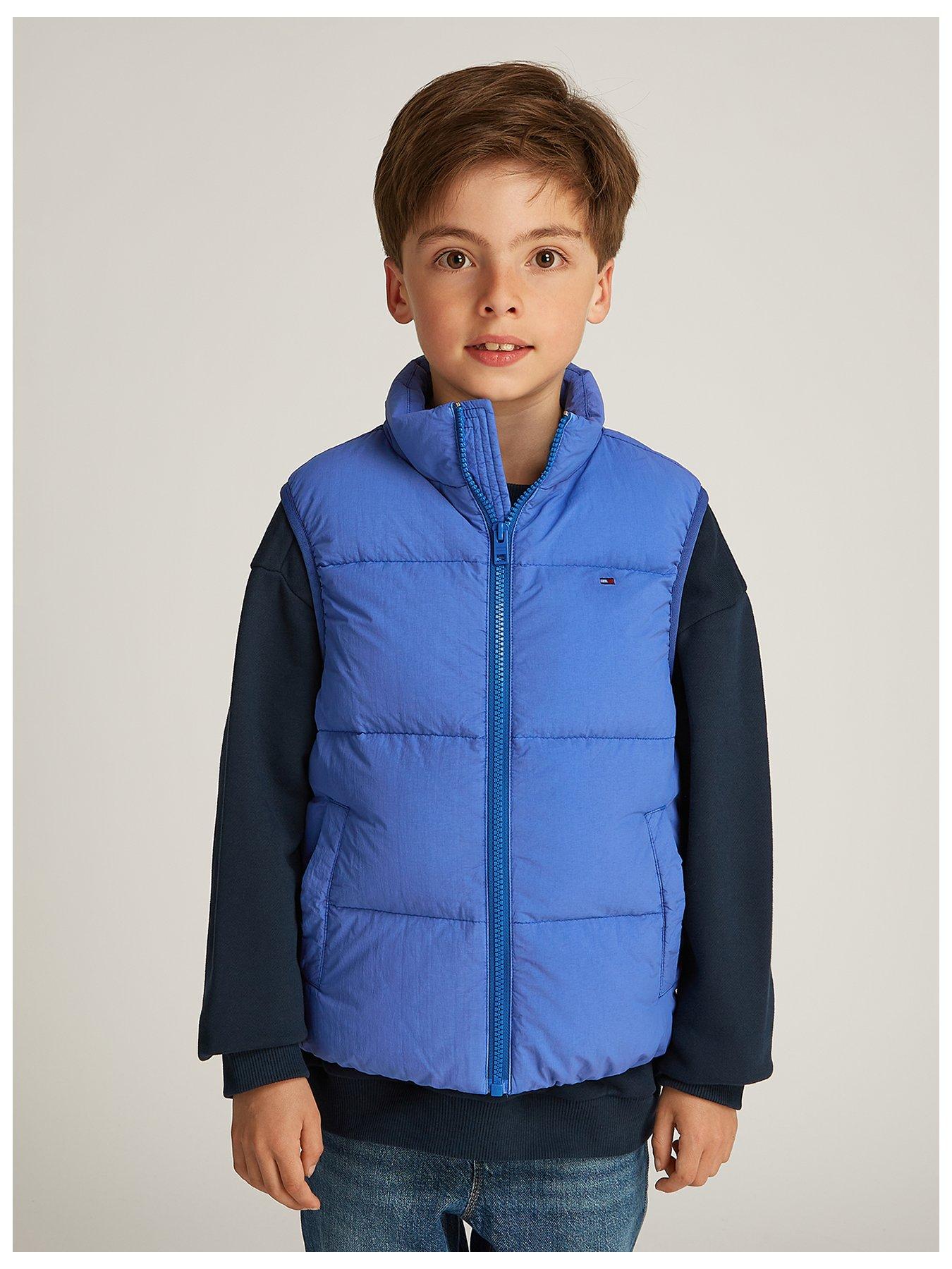 undefined Kids Down Denim Look Vest Gilet - Blue