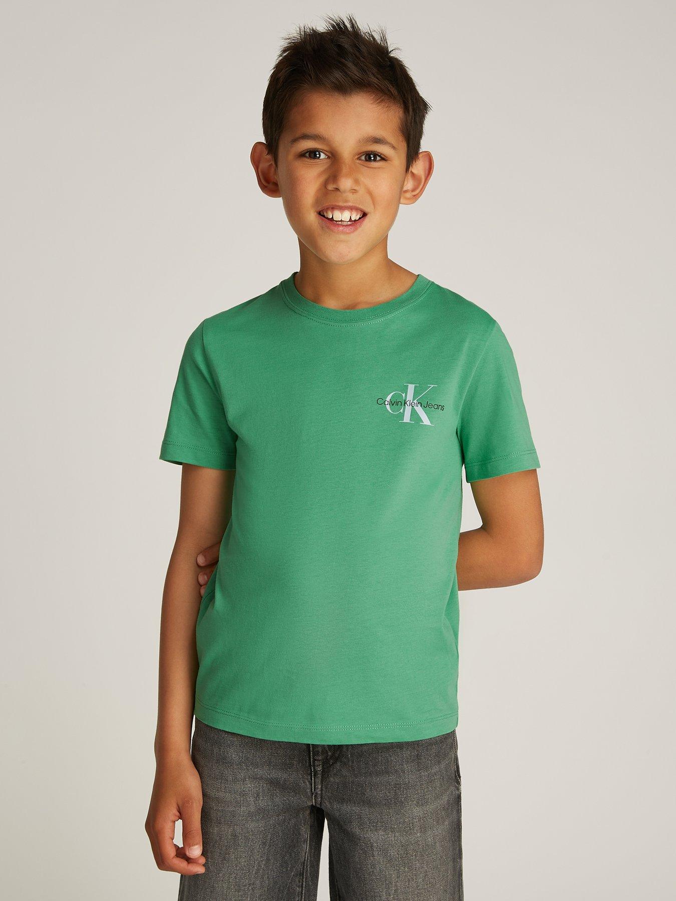 Image of Calvin Klein Jeans Kids Chest Monologo Short Sleeve T-Shirt - Green