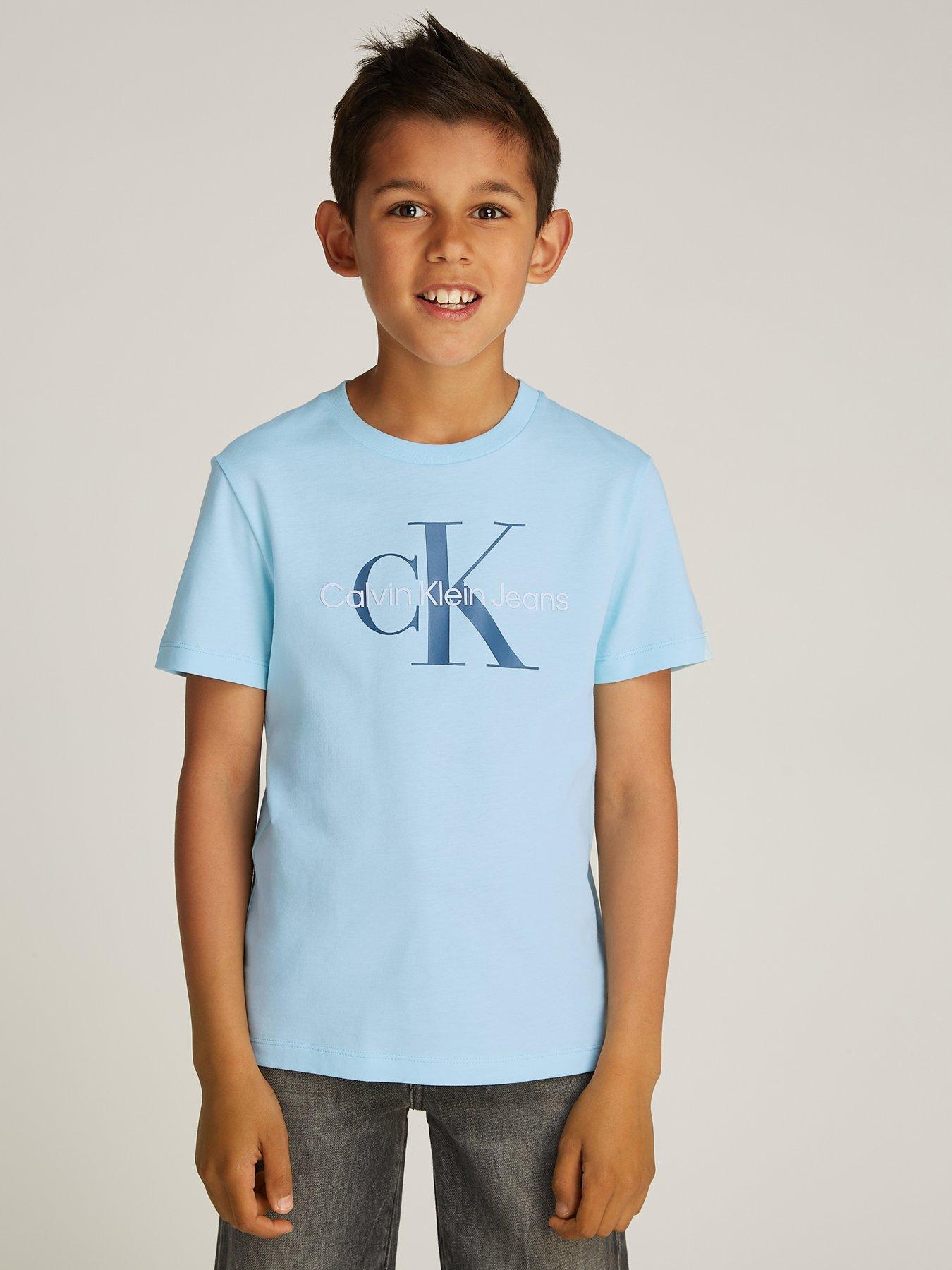 undefined Kids Ck Monogram Short Sleeve T-Shirt - Blue